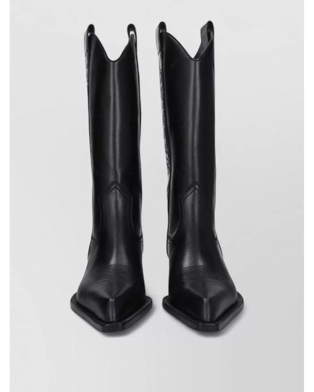 Off-White c/o Virgil Abloh Black Leather High Heel Cowboy Boots