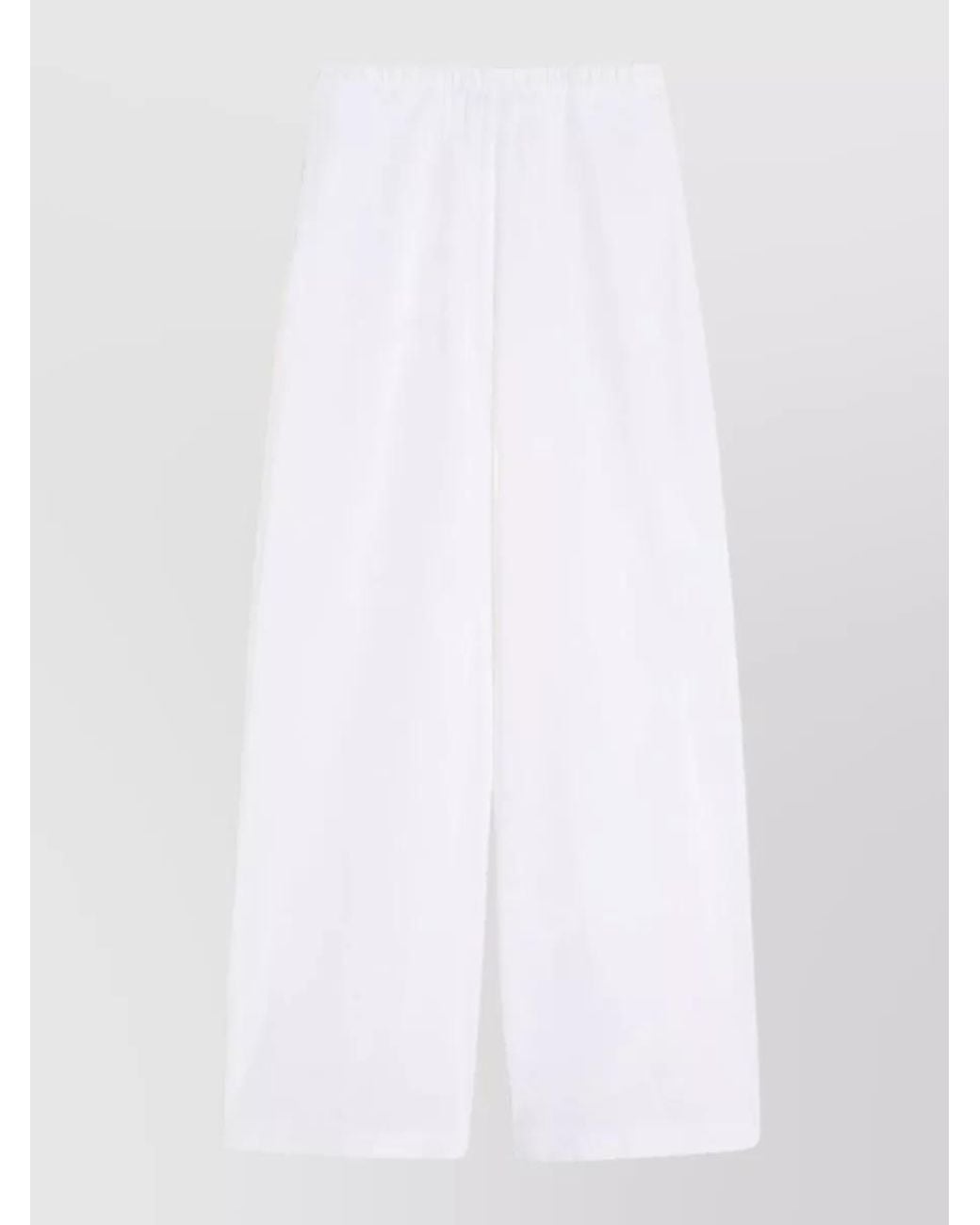 Max Mara White Linen-Blend Wide-Leg Trousers