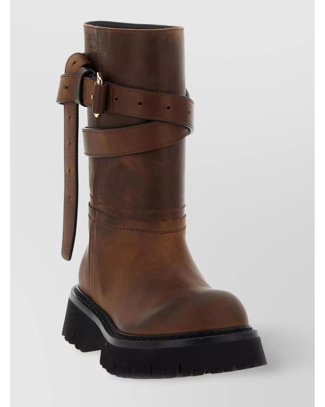 Moschino Brown Leather Brick Boots