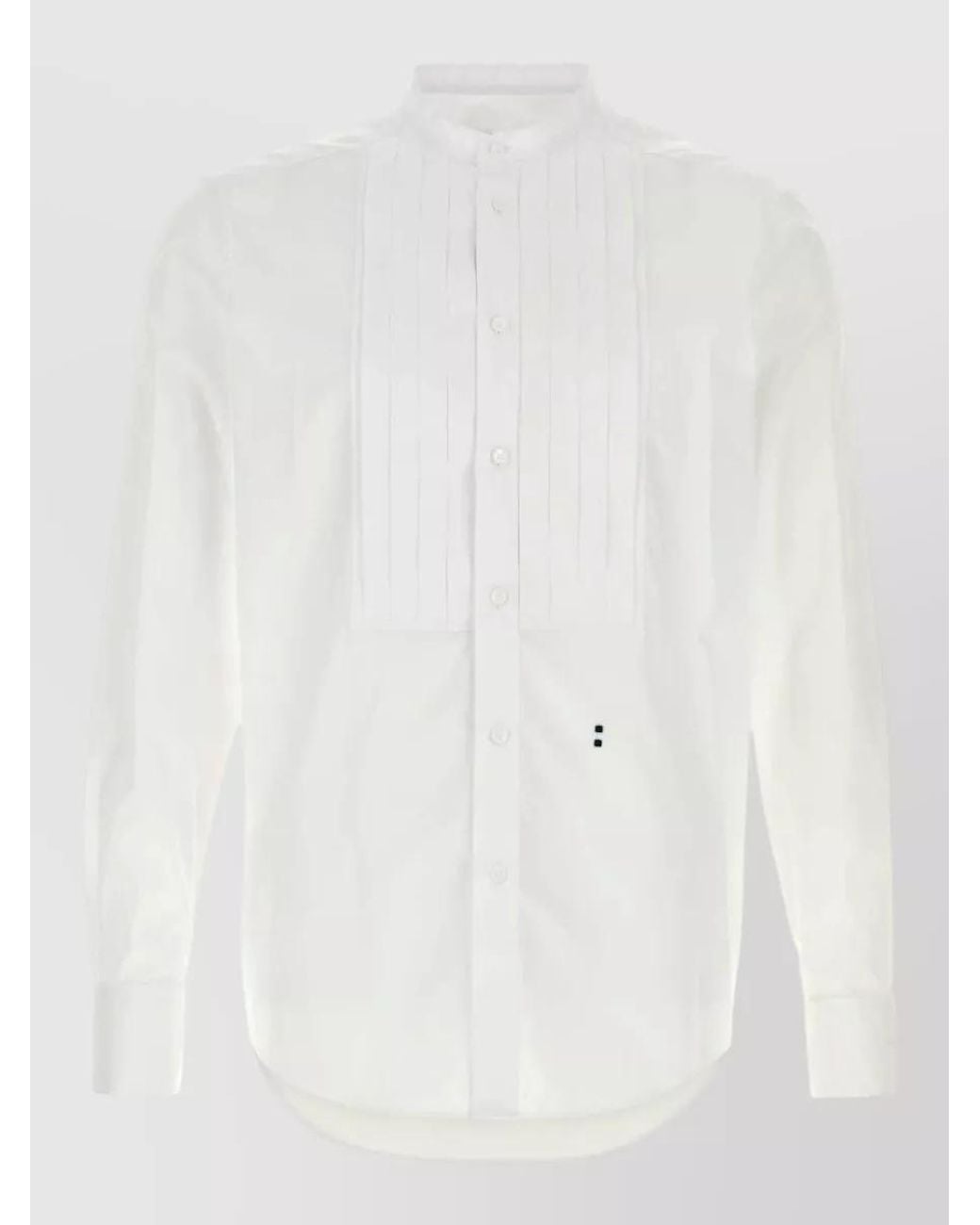 Fendi White Cotton Slim-Fit Band-Collar Shirt for men