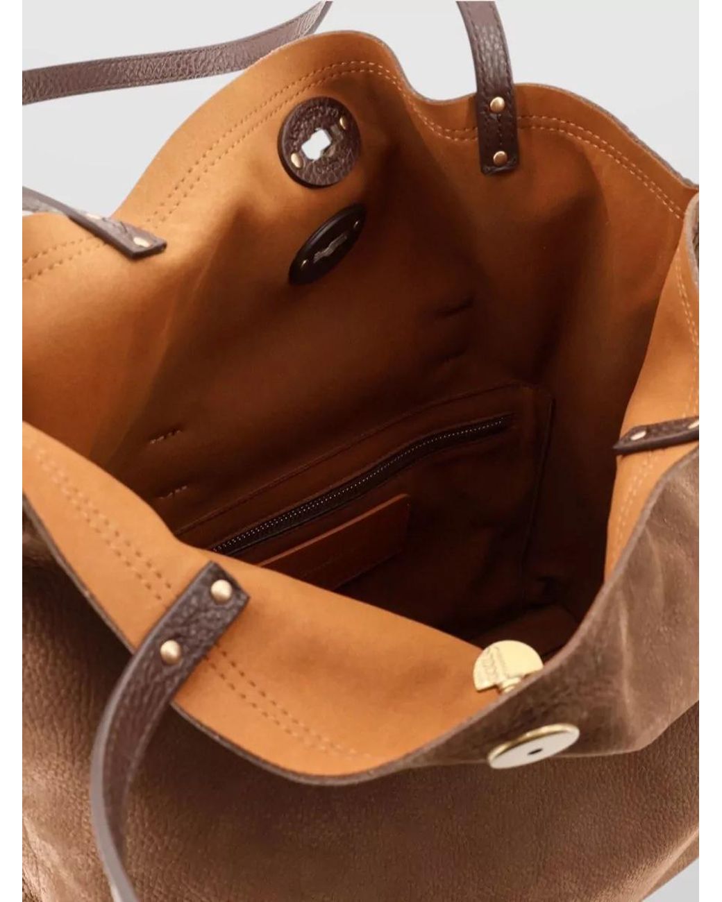 Zanellato Brown Leather Studded Tote Bag