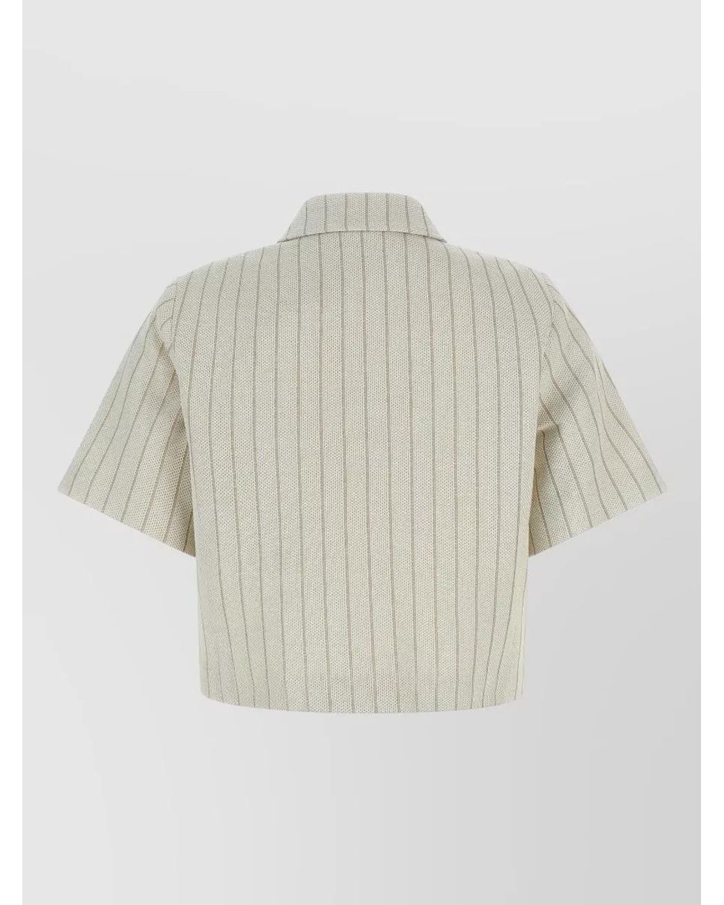 Max Mara White Pinstripe Short-Sleeve Cotton Shirt Jacket