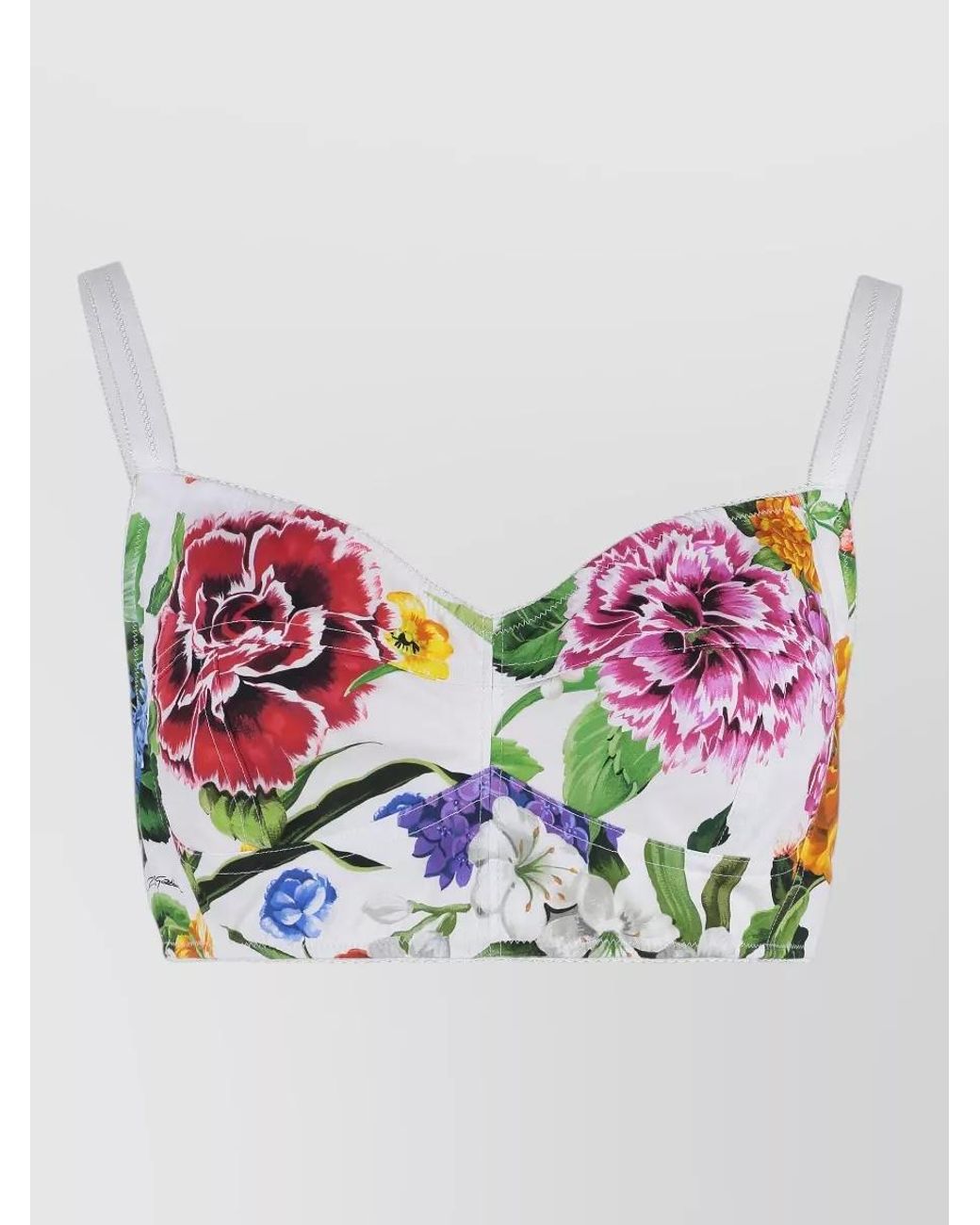 Dolce & Gabbana Multicolor Floral Print Cropped Bra Top