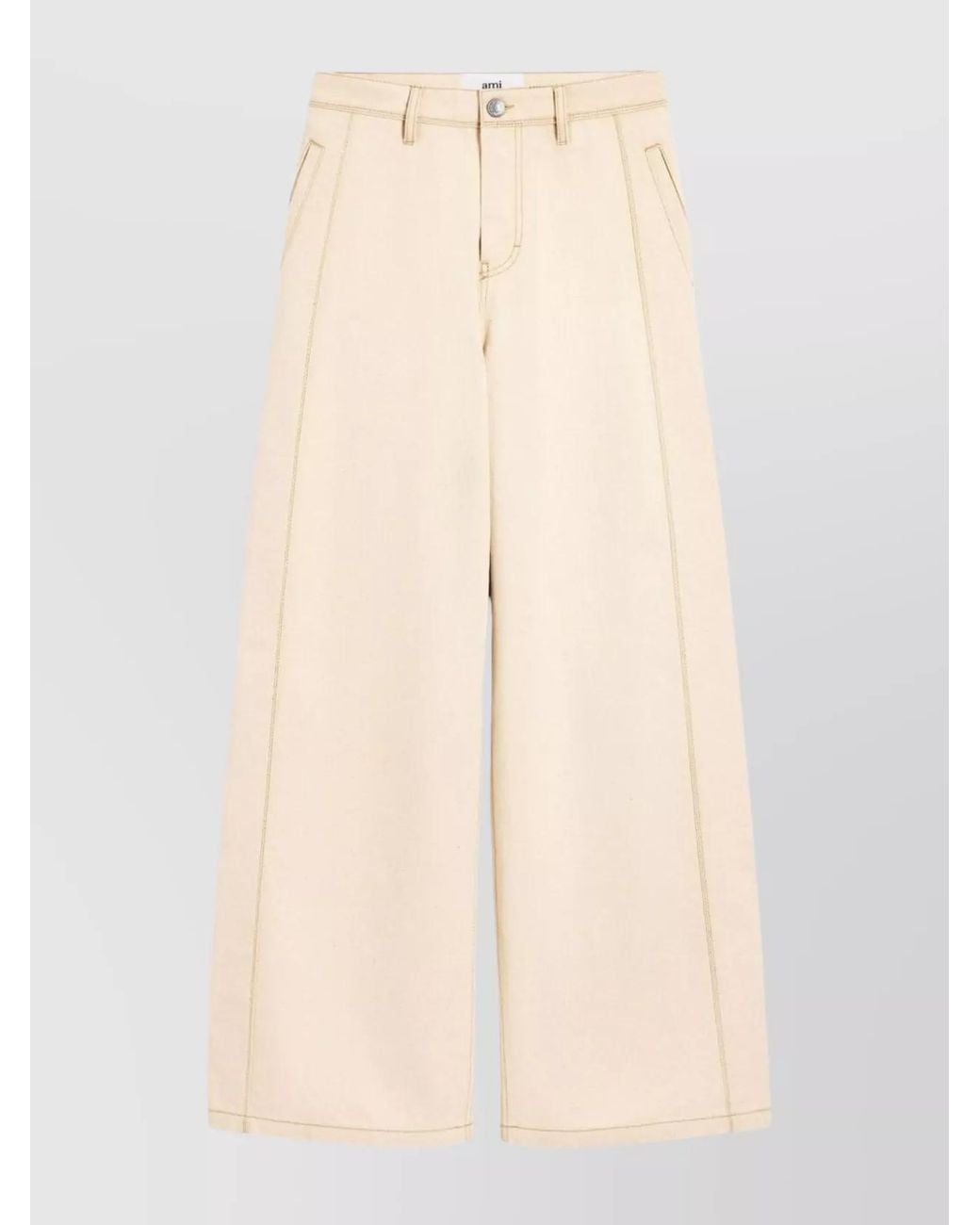 AMI Natural Denim Wide-Leg Jeans