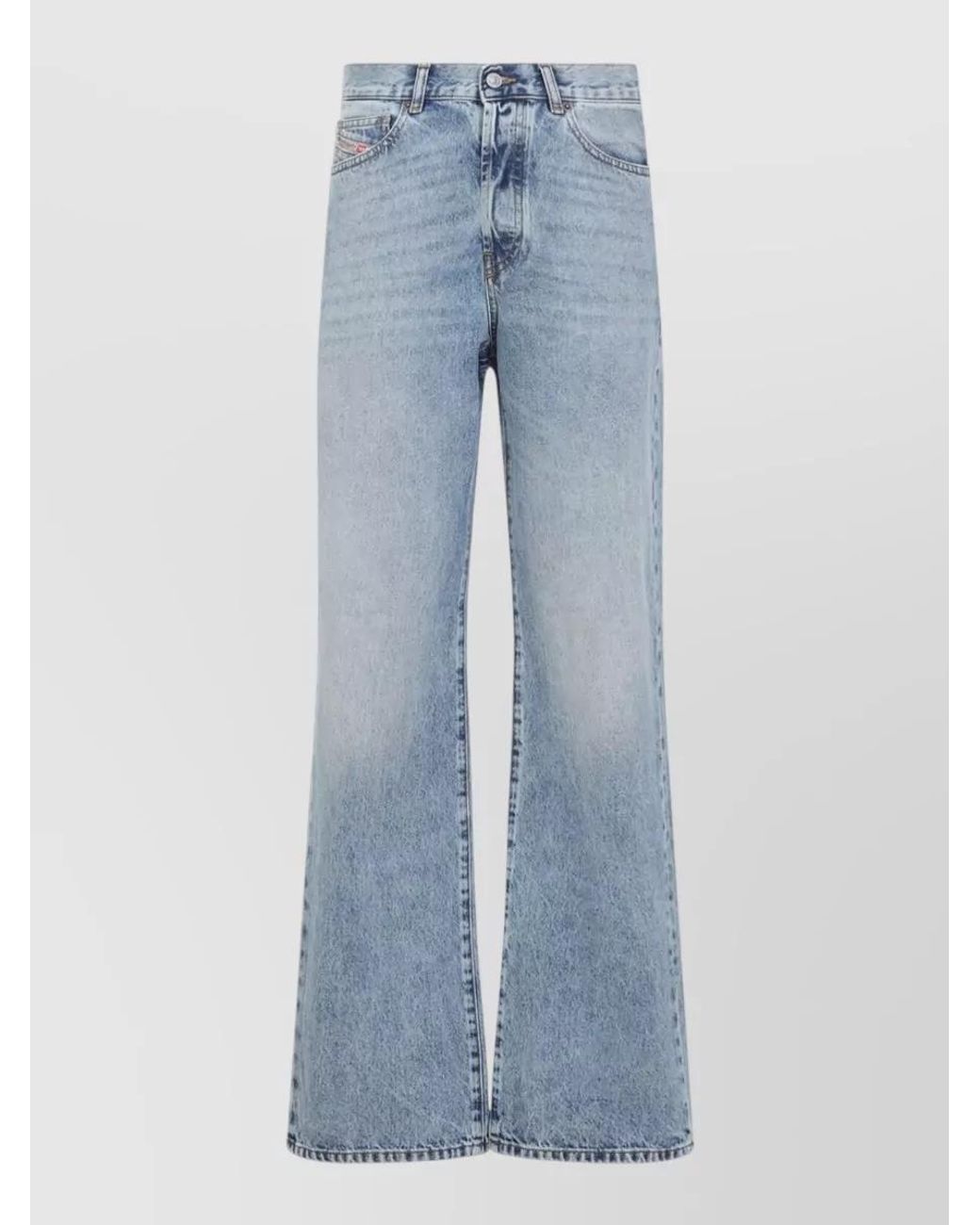 DIESEL Blue Denim High-Rise Straight-Leg Jeans