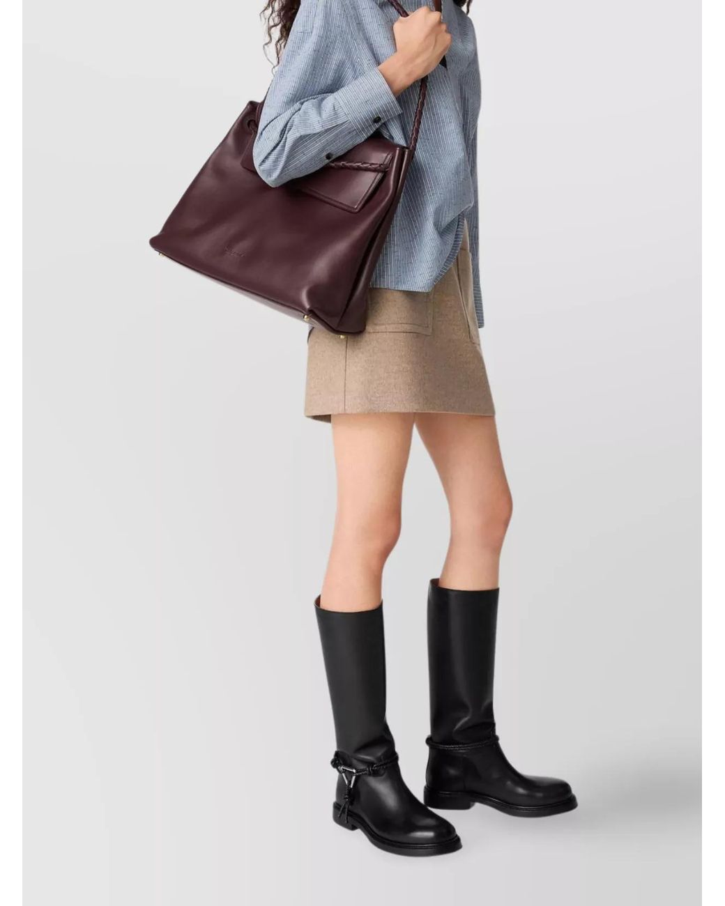 Bottega Veneta Black Calf Leather Knee-High Boots