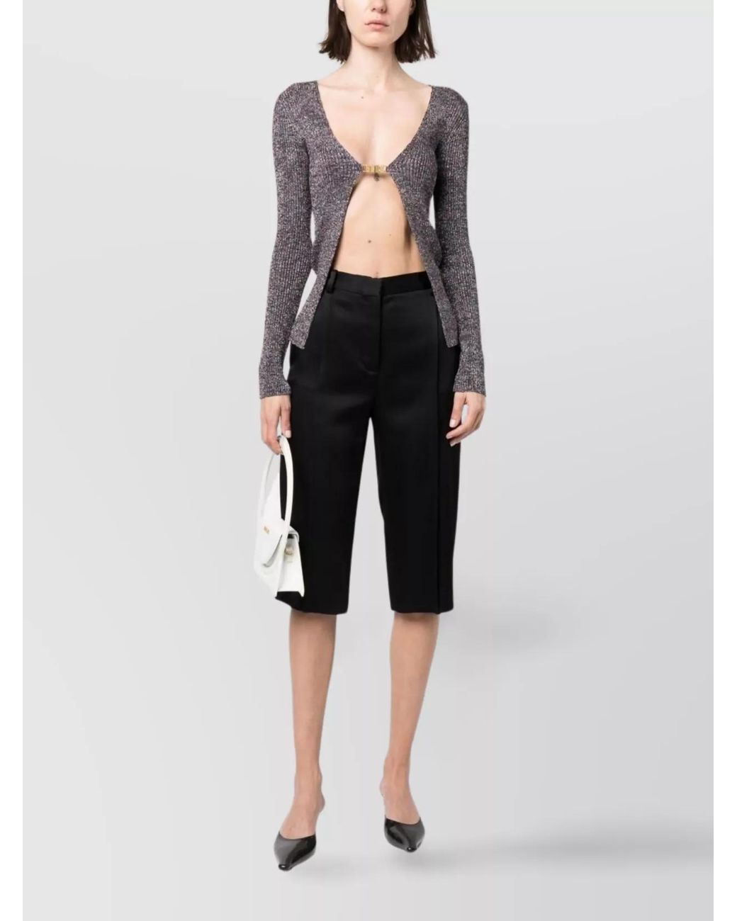 Gcds Black Lurex V-Neck Knitted Cardigan