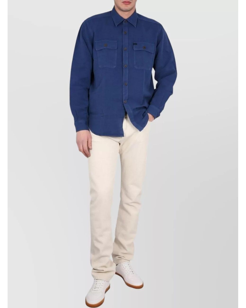 Fay Blue Linen Blend Shirt for men