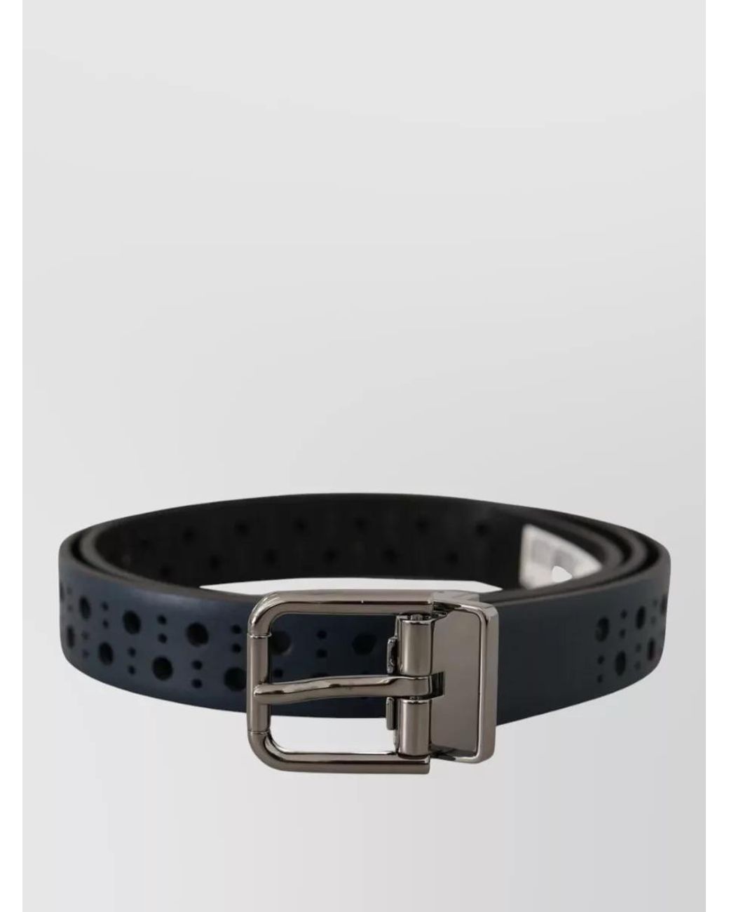 Dolce & Gabbana White Perforated Leather Skinny Belt for men