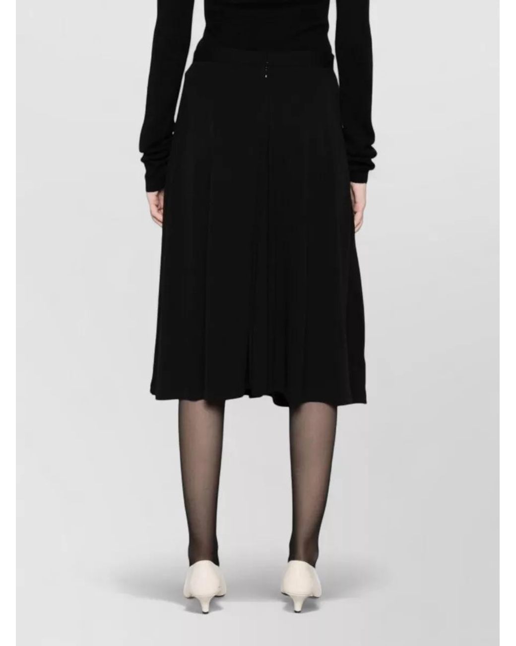 Totême Black Jersey A-Line Pleated Midi Skirt