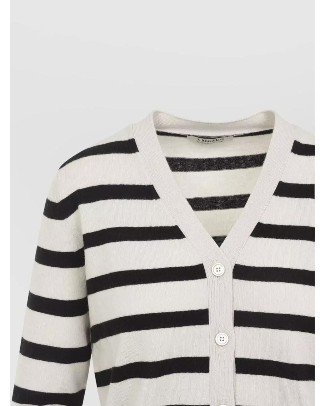 Max Mara Multicolor Striped V-Neck Wool Cardigan
