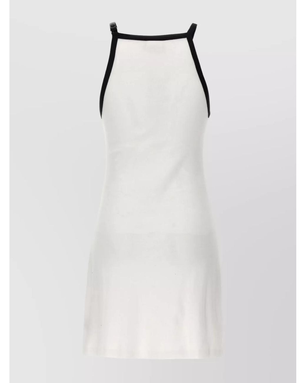 Courreges White Cotton Halterneck Sleeveless Logo-Appliqué Mini Dress