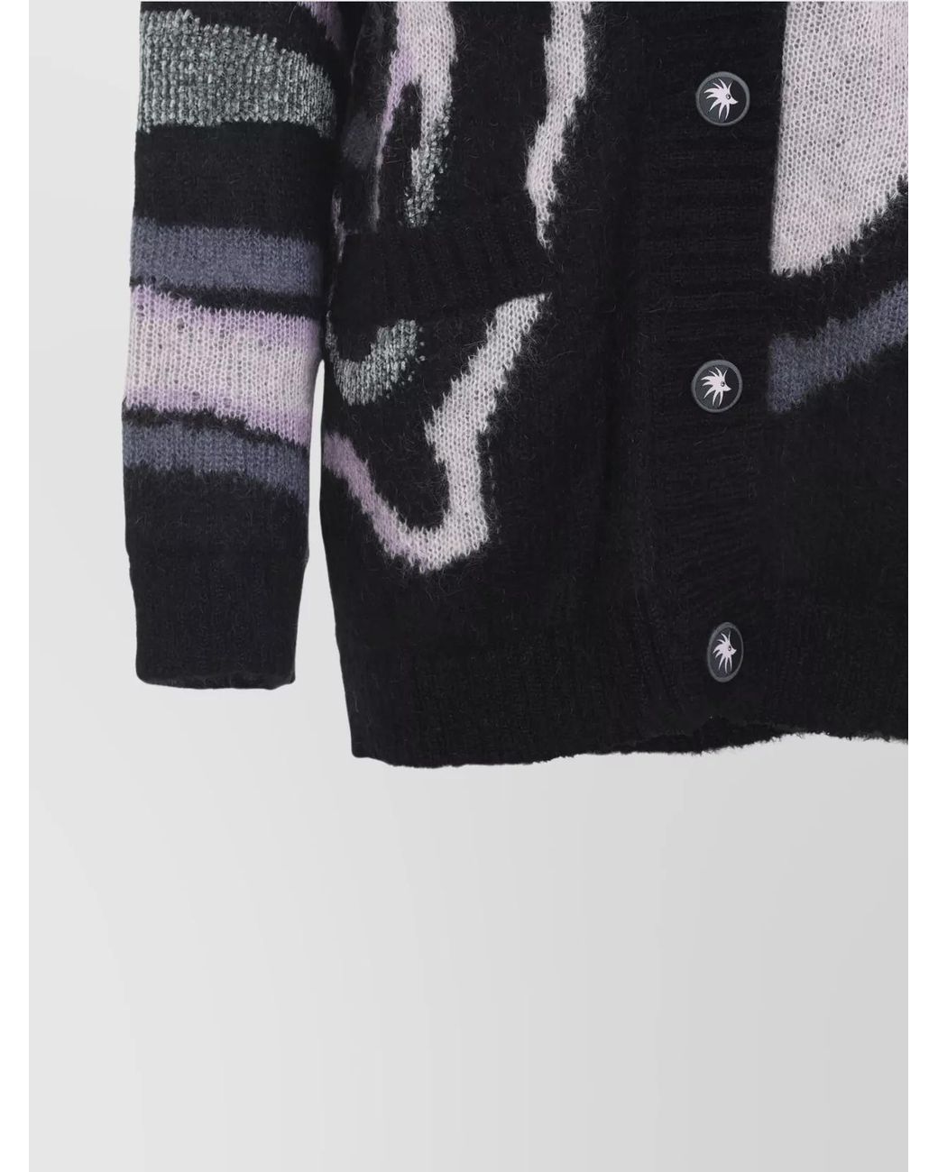 Emilio Pucci Black Printed Oversized V-Neck Mohair Blend Cardigan