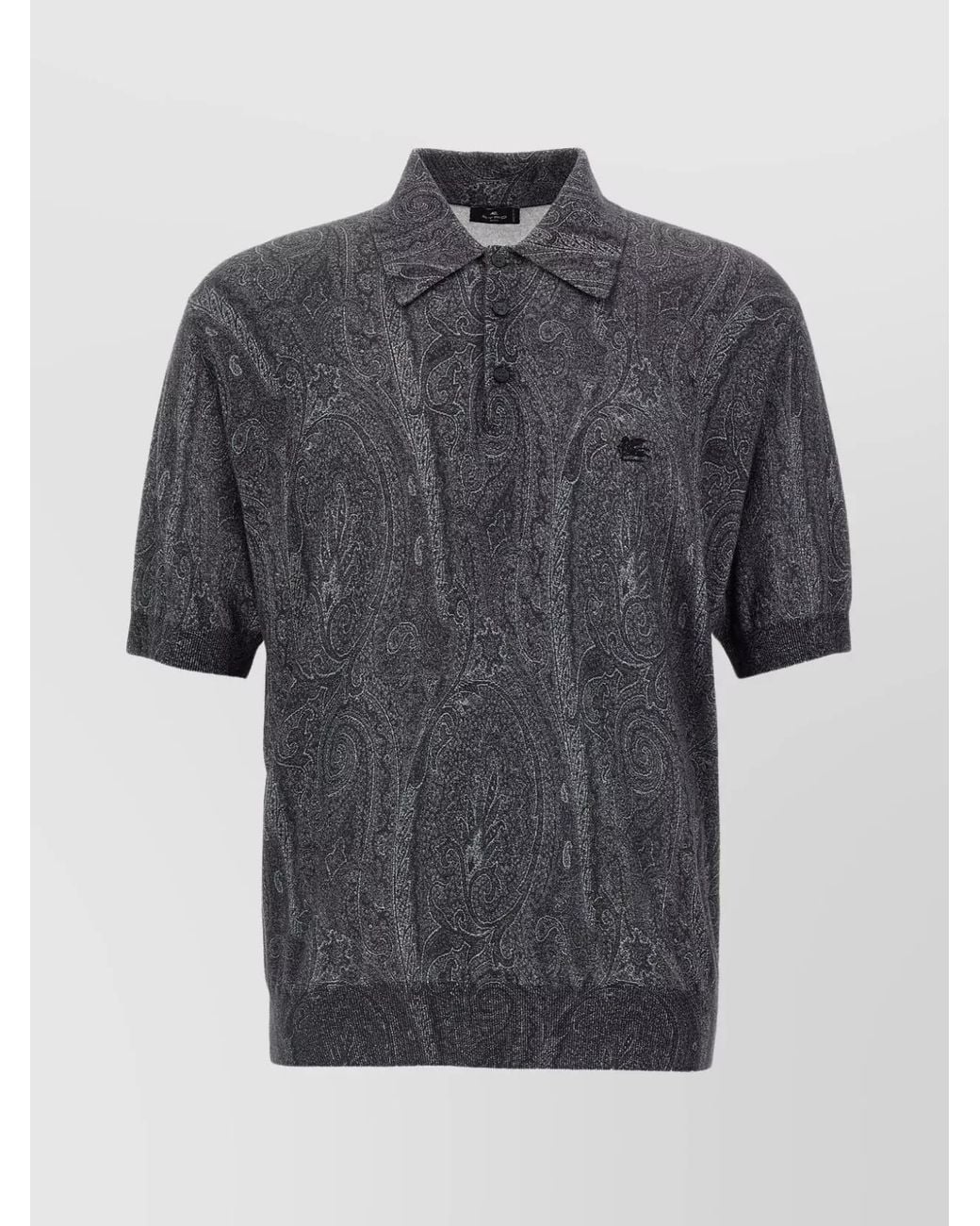 Etro Gray Silk Cashmere Polo Shirt for men