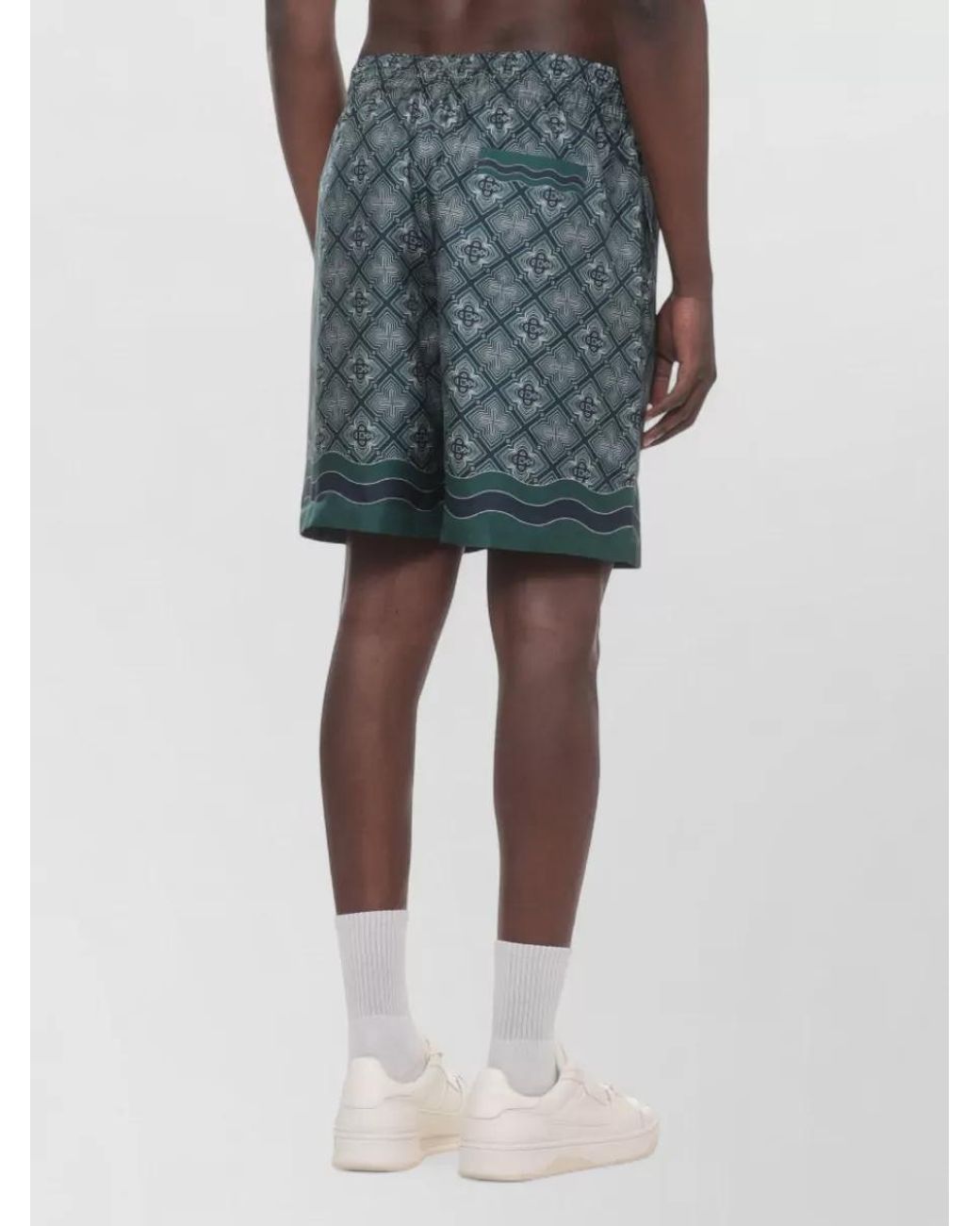 Casablanca Blue Silk Printed Bermuda Shorts for men