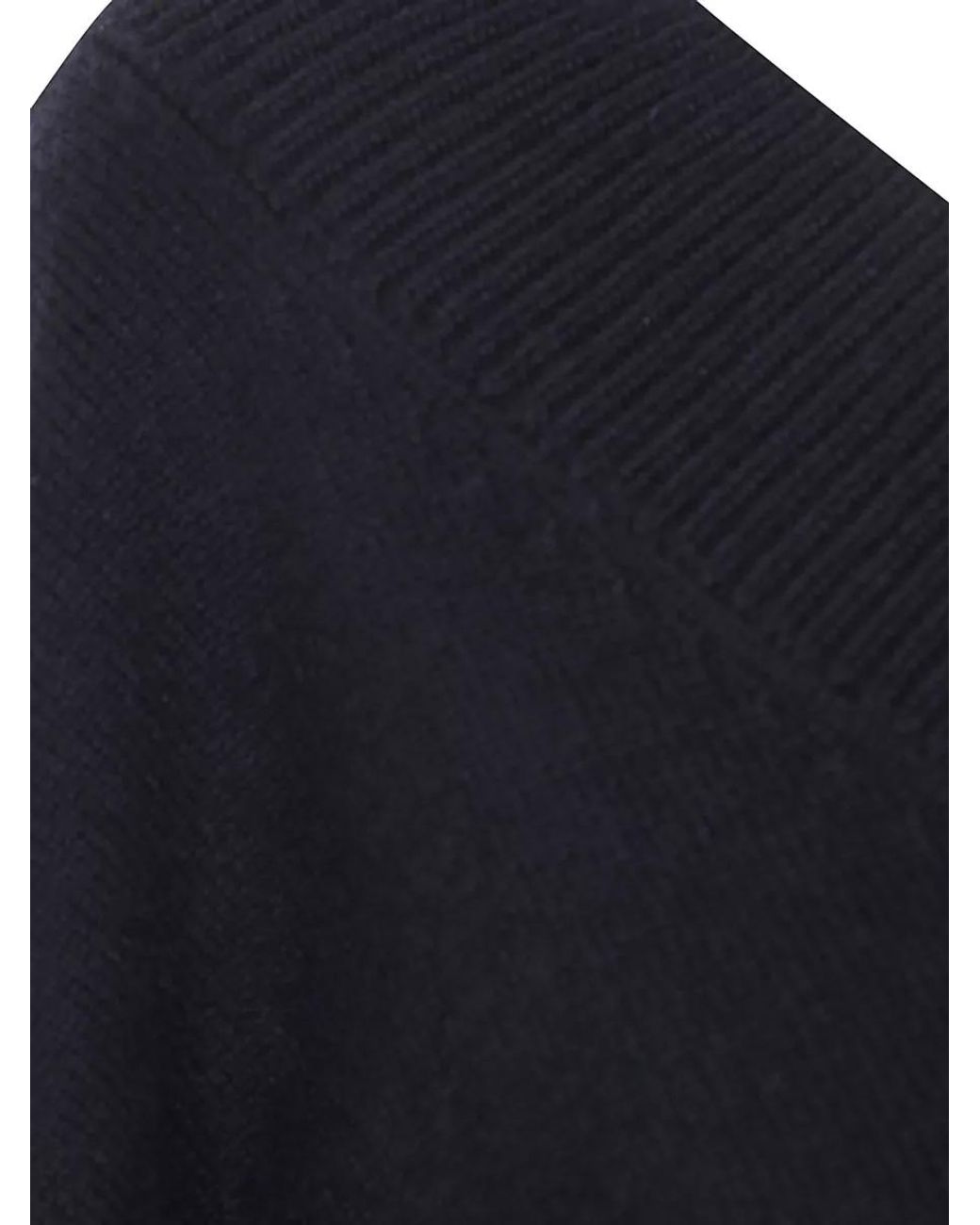 Tom Ford Blue Cashmere Off-Shoulder V-Neck Sweater