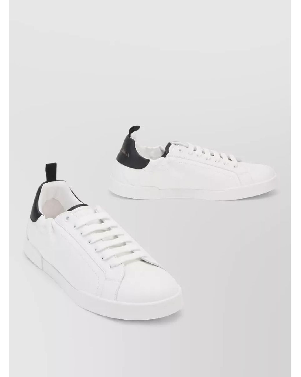 Dolce & Gabbana White Leather Lace-Up Sneakers for men