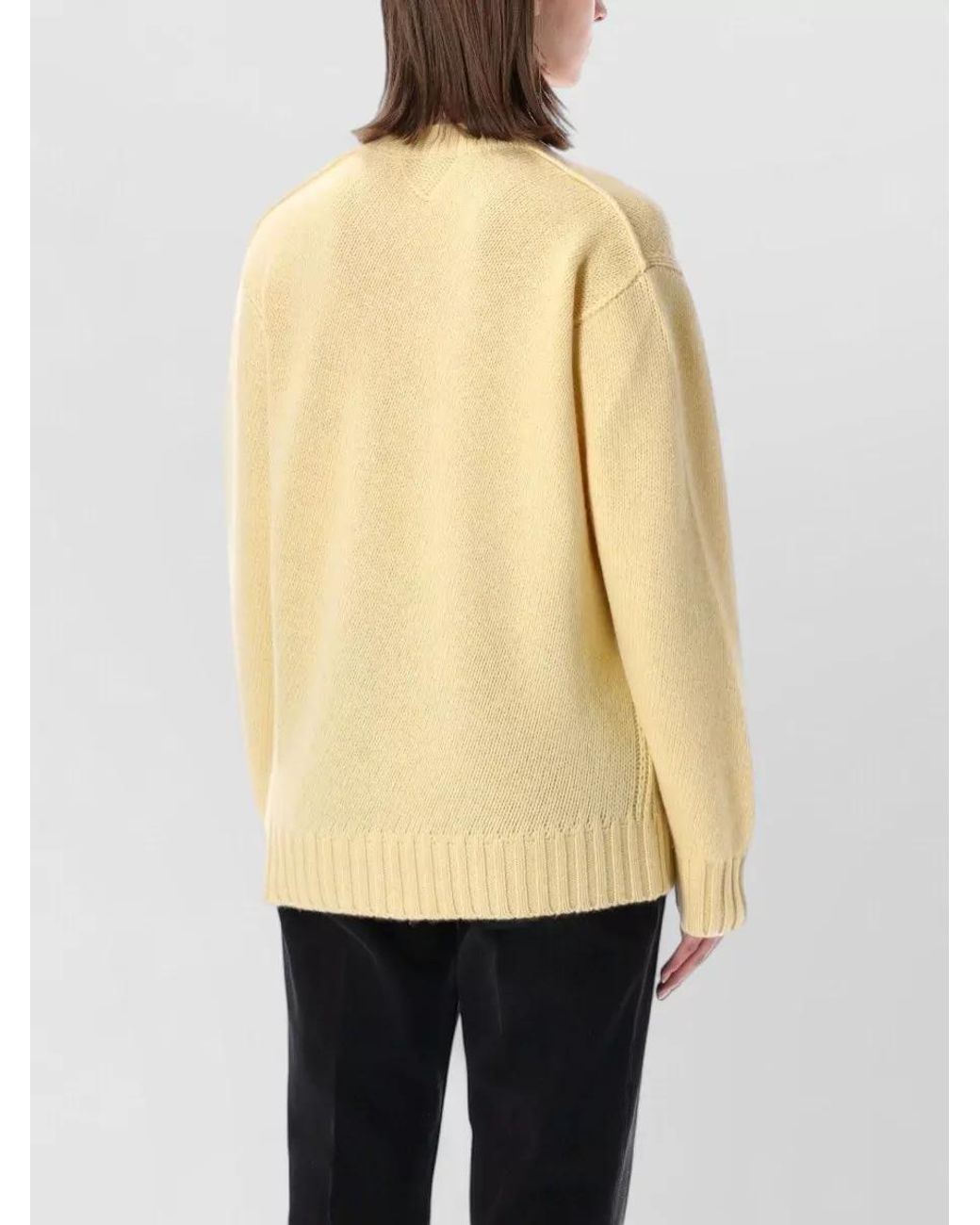 Bottega Veneta Natural Cashmere Diagonal-Knit Oversized V-Neck Sweater