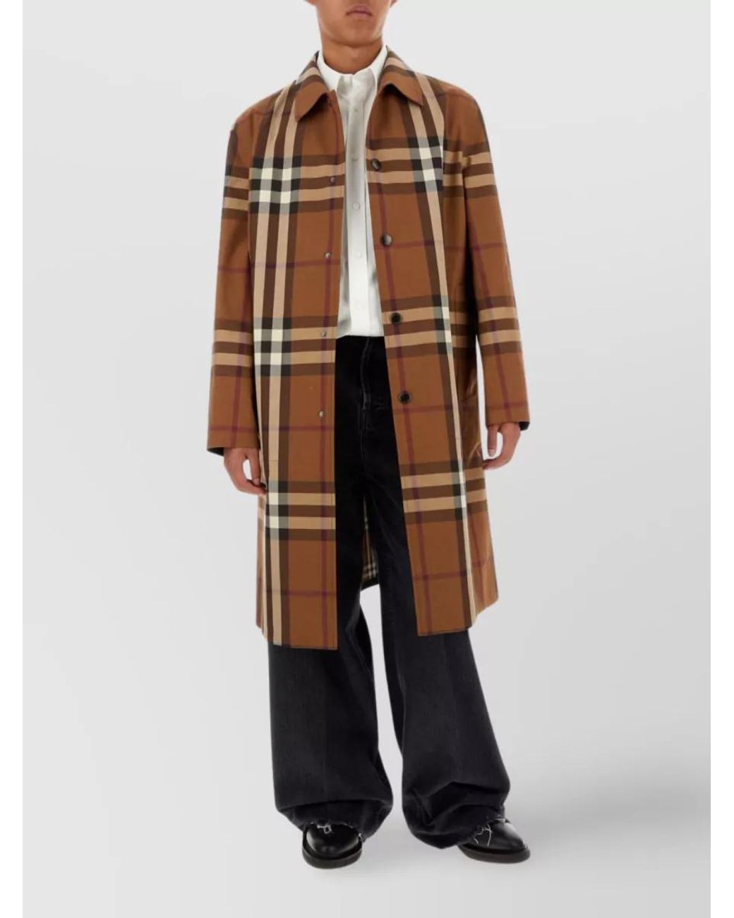 Burberry Brown Cotton Embroidered Reversible Trench Coat for men