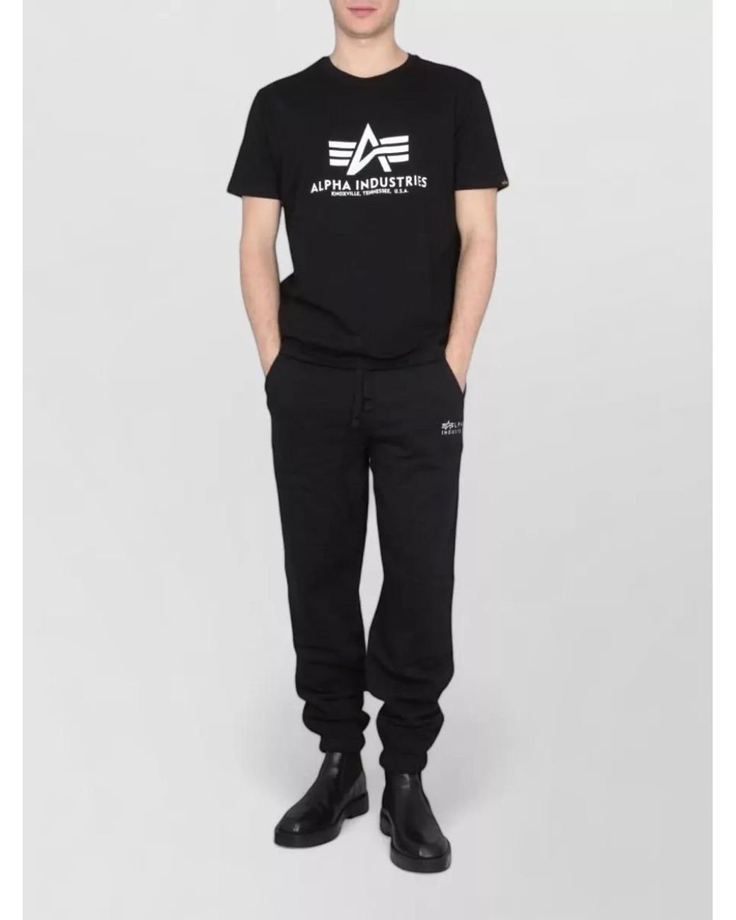 Alpha Industries Black Logo Print T-Shirt for men