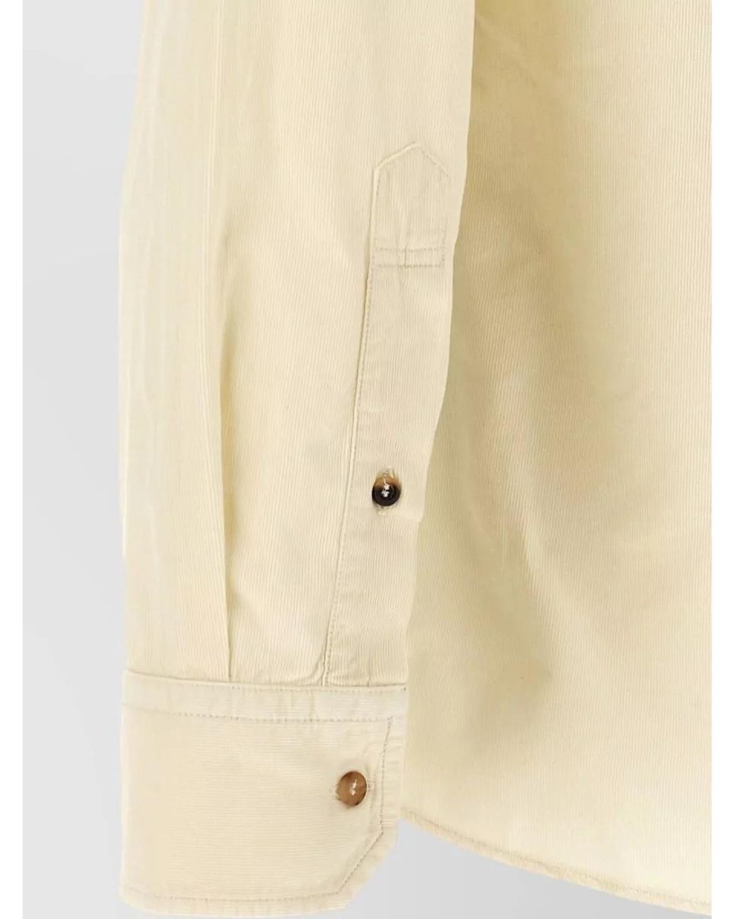 Brunello Cucinelli Natural Cotton Corduroy Leisure Fit Western Shirt for men