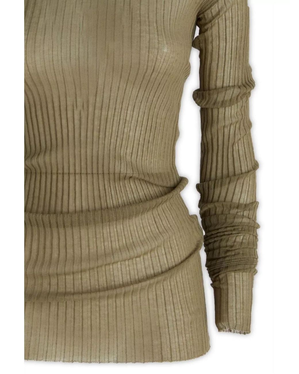Quira Green Ribbed Cutout High Neck Knitted Top
