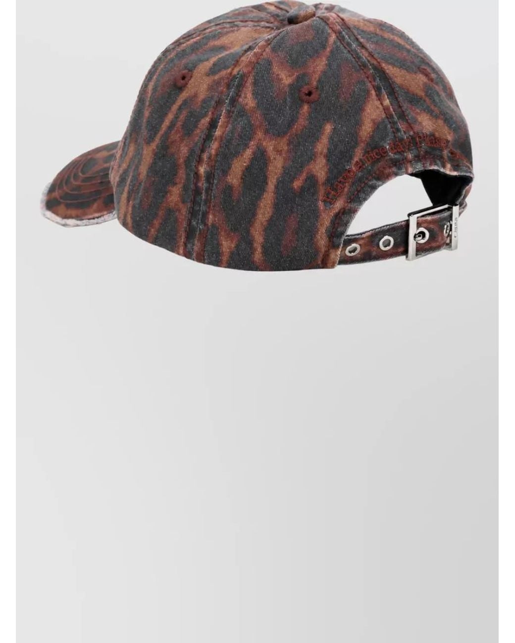 Ganni Gray Leopard-Print Cap