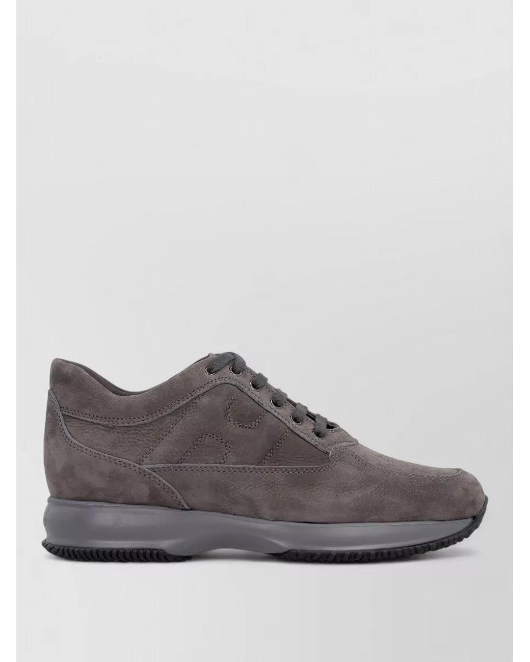Hogan Gray Leather Lace-Up Sneakers for men