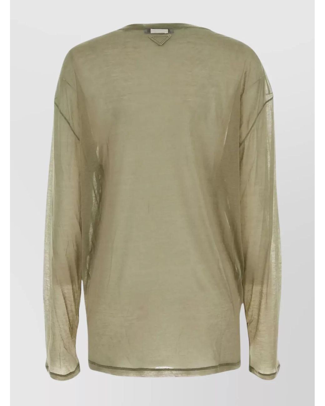Prada Green Silk Blend Oversized Long-Sleeve T-Shirt