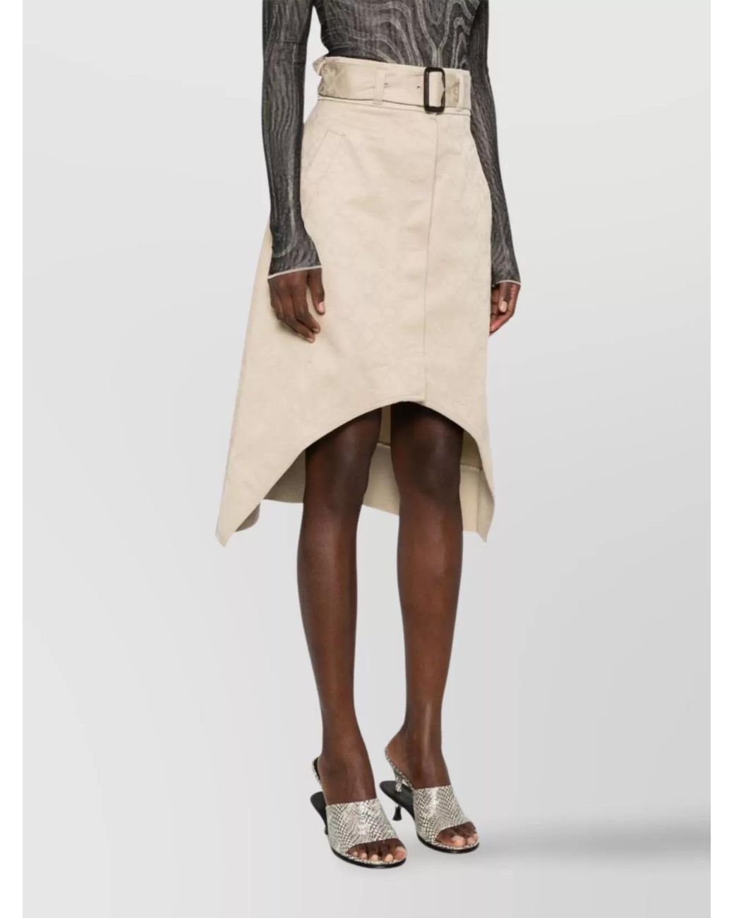 Givenchy Natural Cotton Belted Knee-Length Skirt