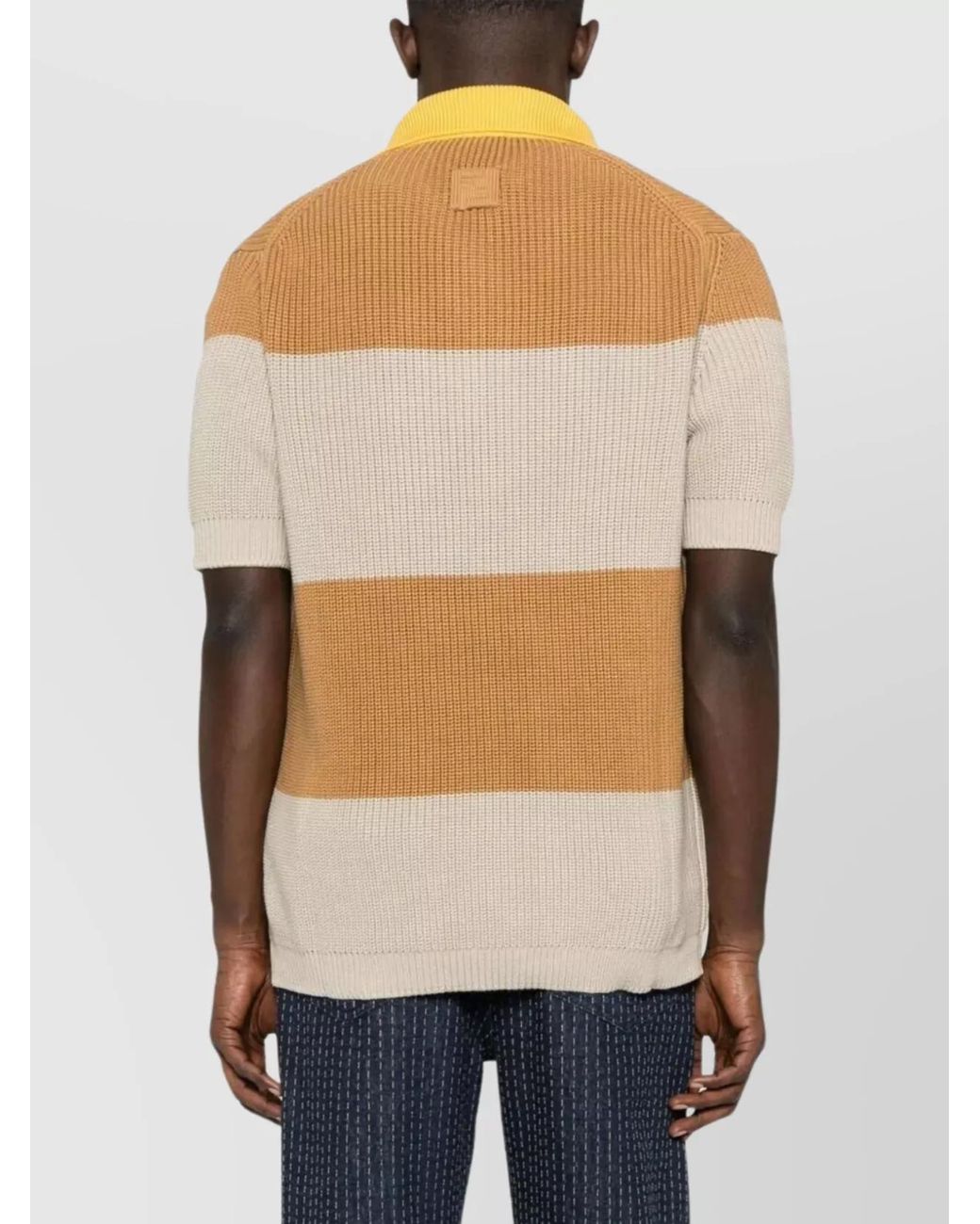 Fendi Multicolor Striped Cotton Short-Sleeve Polo Shirt for men