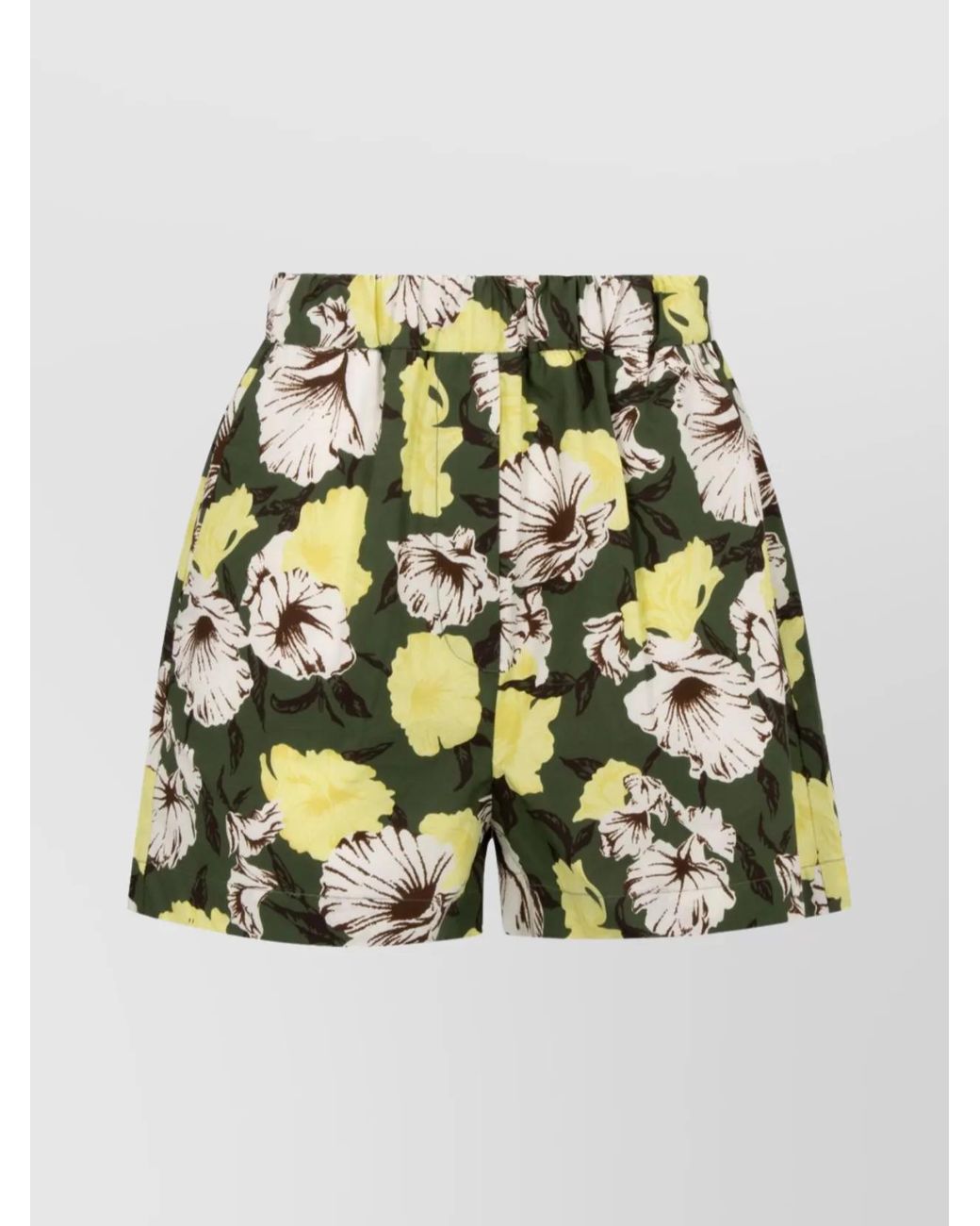 MSGM Green Floral Cotton Shorts