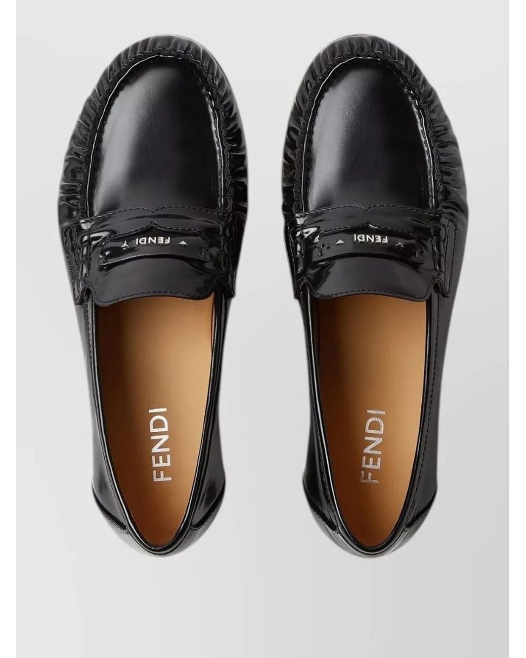 Fendi Gray Leather Loafers for men