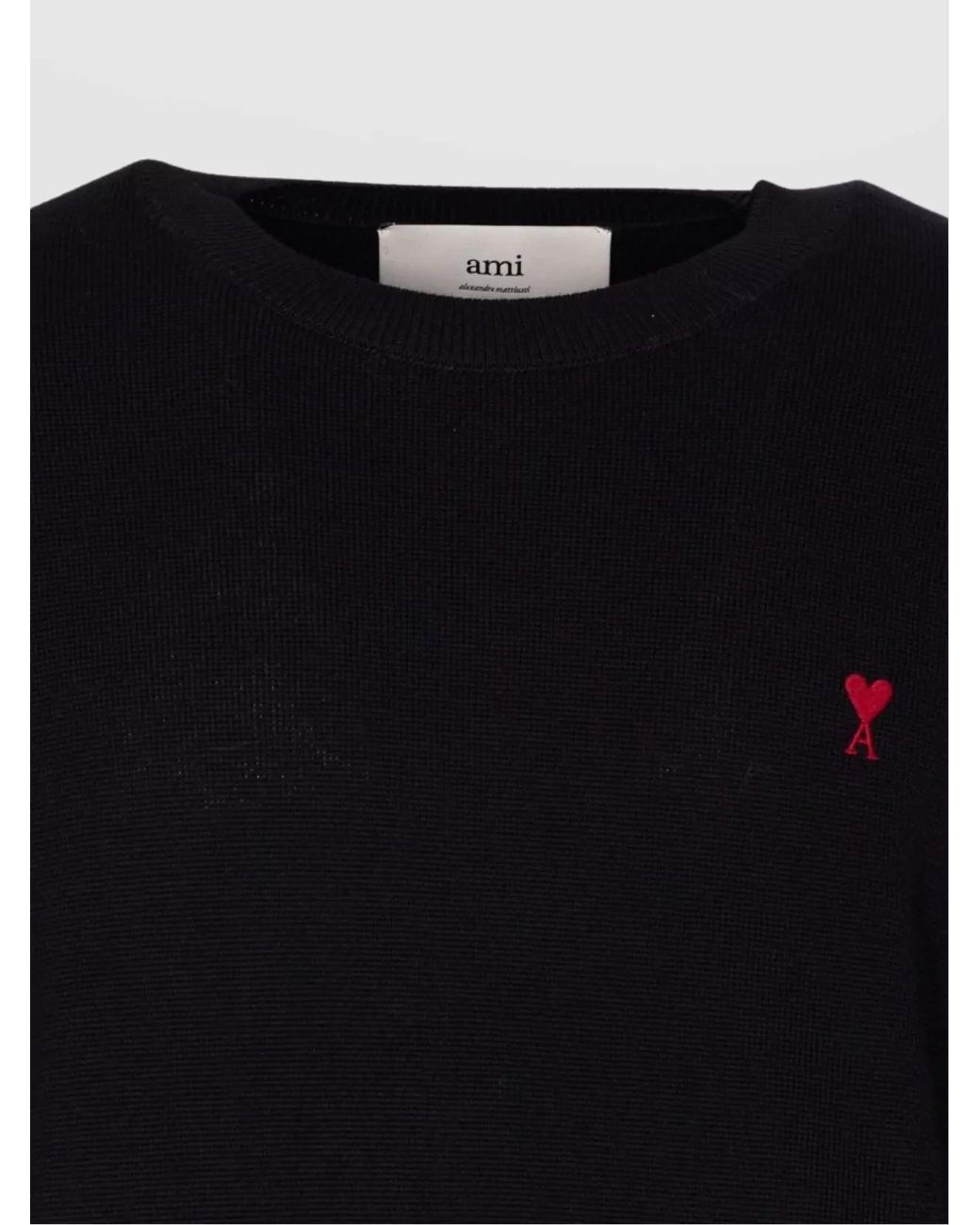 AMI Blue Merino Wool Crewneck Sweater for men