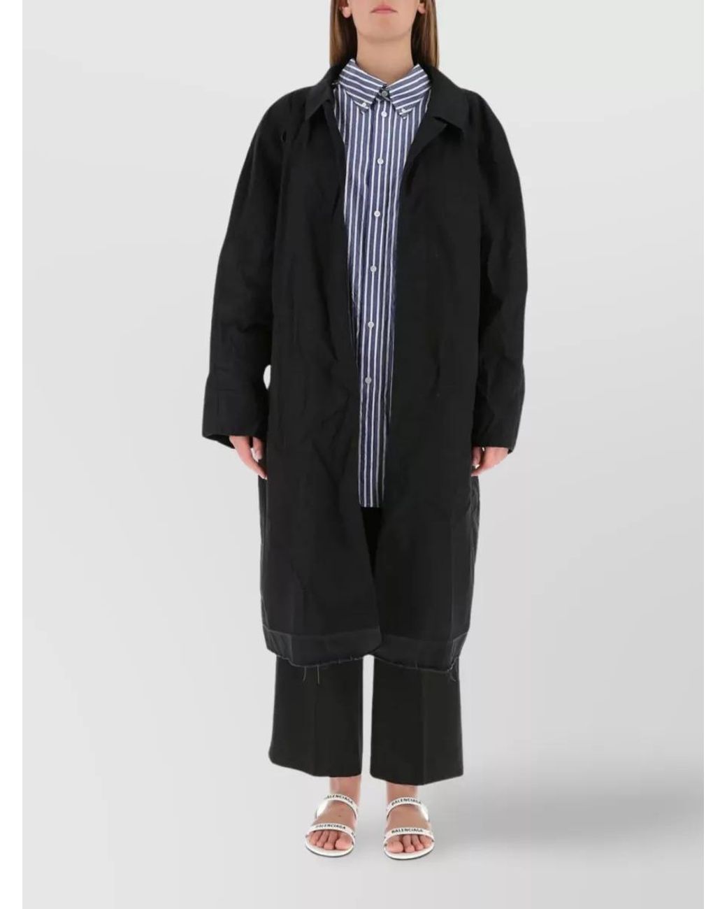 Balenciaga Black Cotton Oversized Single-Breasted Coat