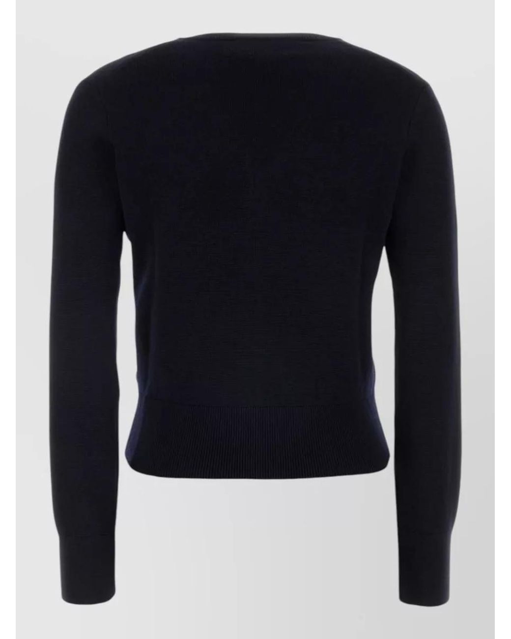AMI Blue Wool V-Neck Ribbed Hem Cardigan