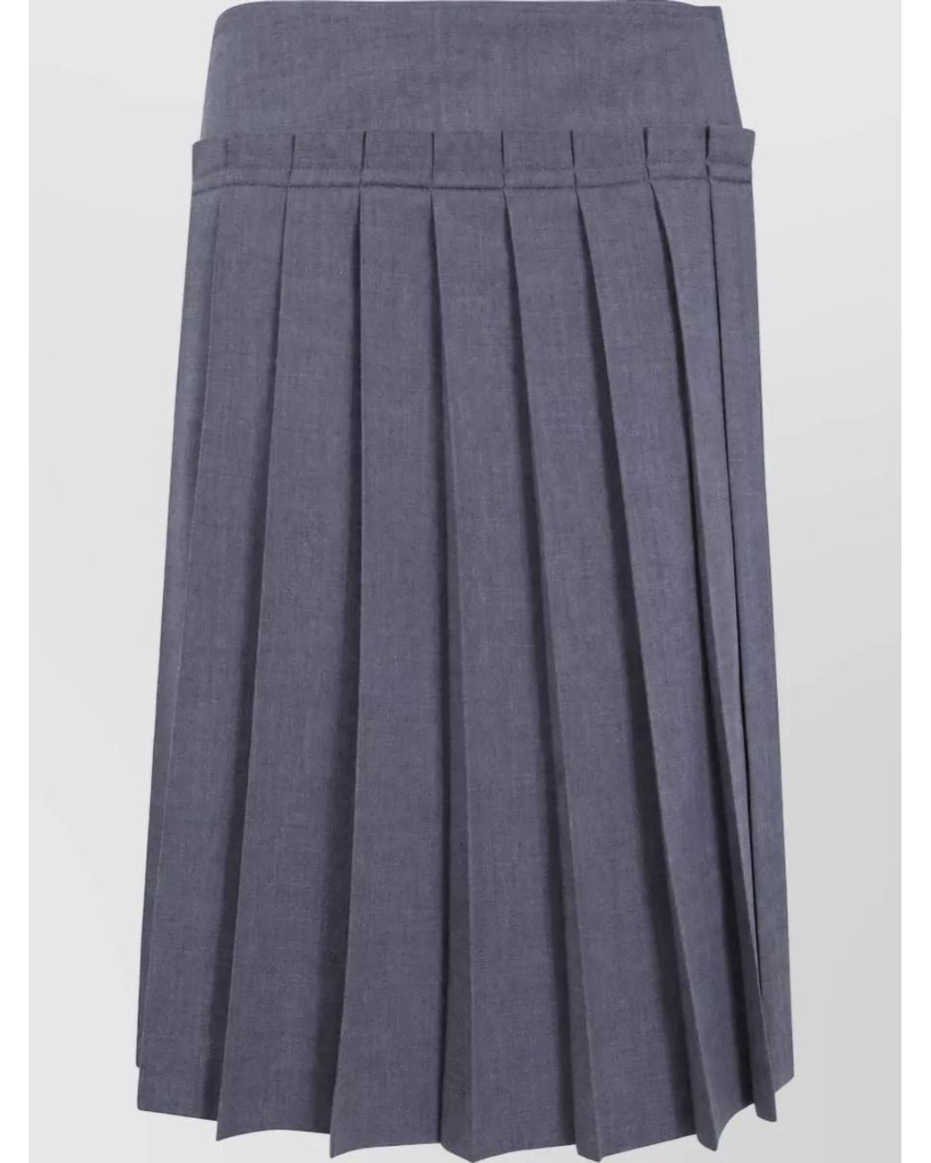 AMI Purple Wool Pleated Midi Skirt