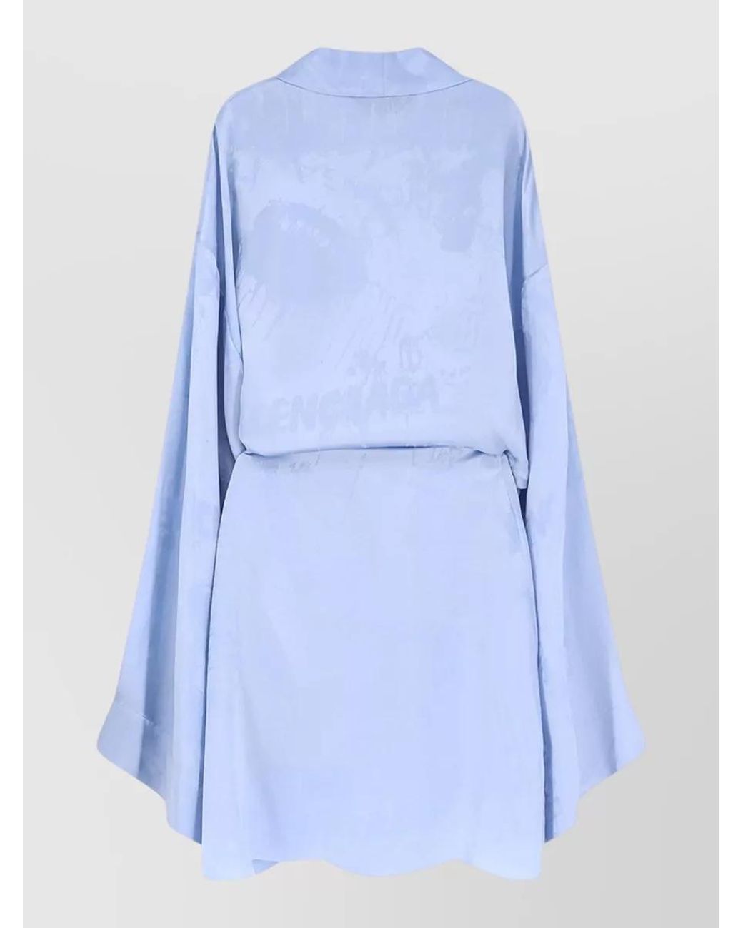 Balenciaga Blue Silk Wrap V-Neck Long-Sleeve Mini Dress