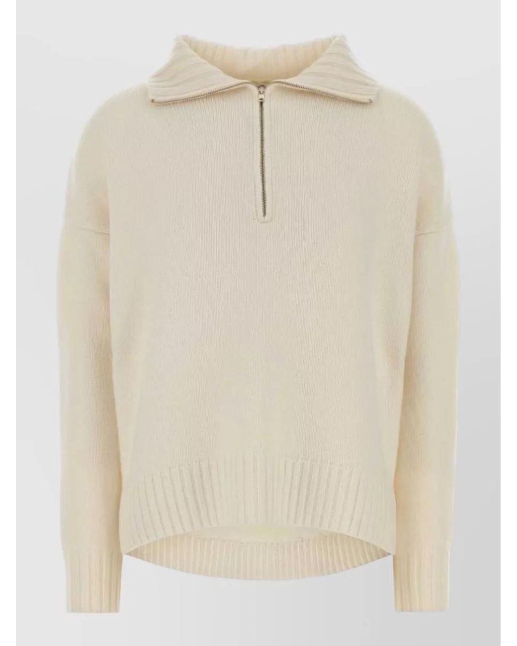 Max Mara Natural Cashmere Oversized Half-Zip Sweater