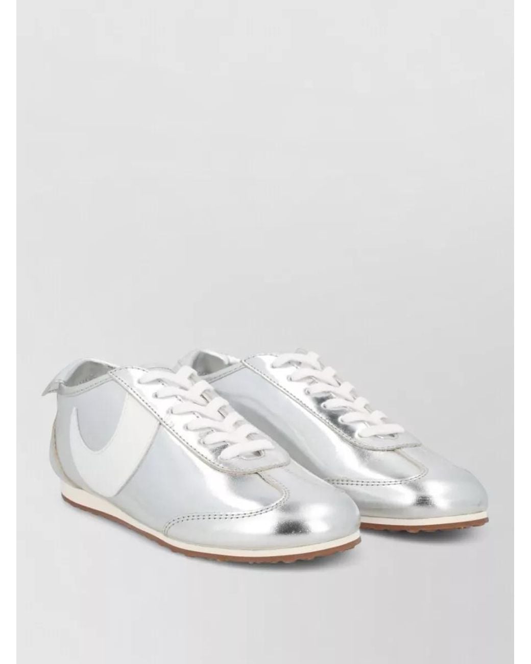 MARINE SERRE White Metallic Leather Low-Top Sneakers