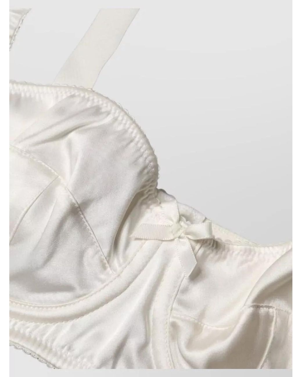 Dolce & Gabbana White Silk Satin Underwire Bra