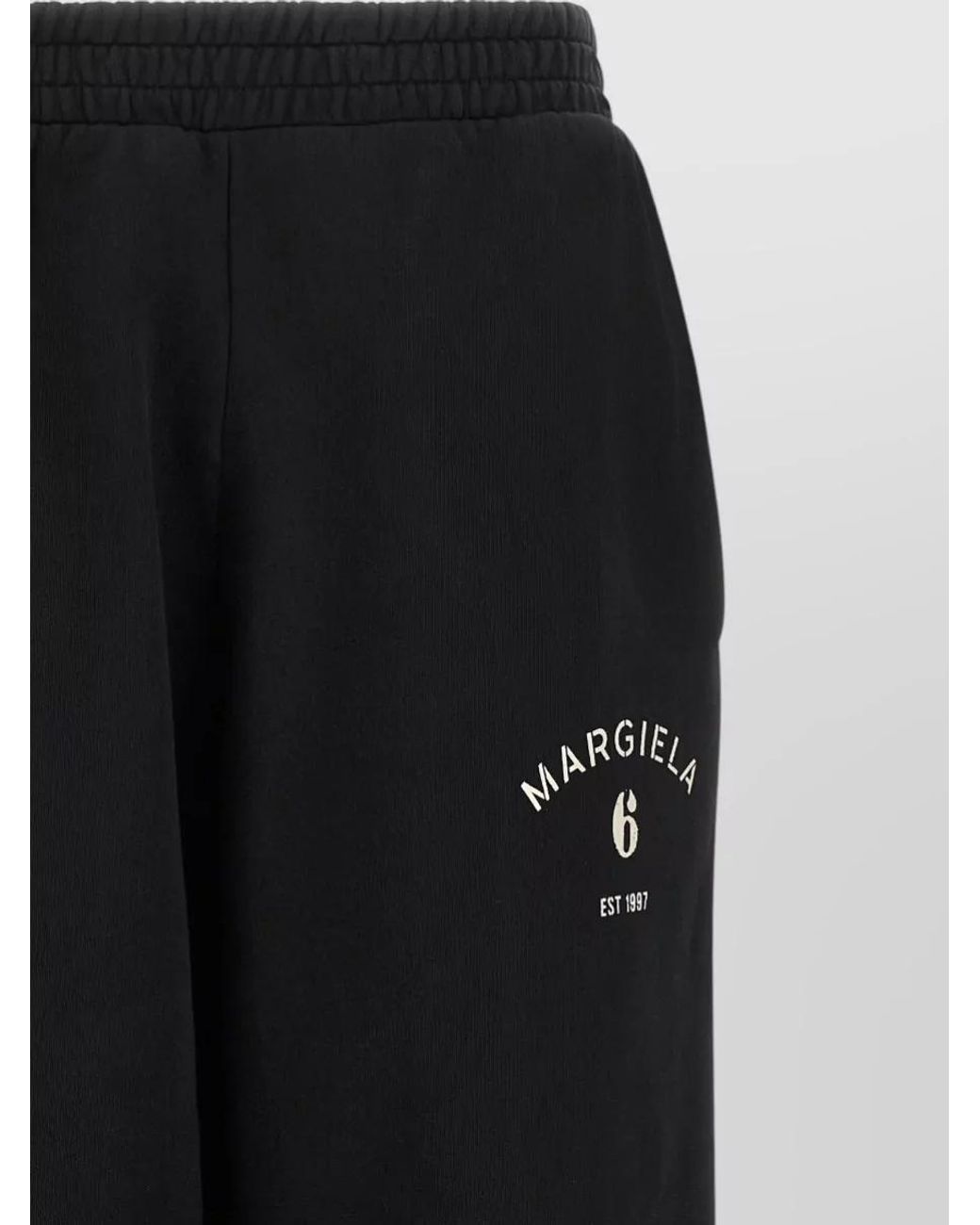 MM6 by Maison Margiela Black Logo Print Cotton Split Sweatpants