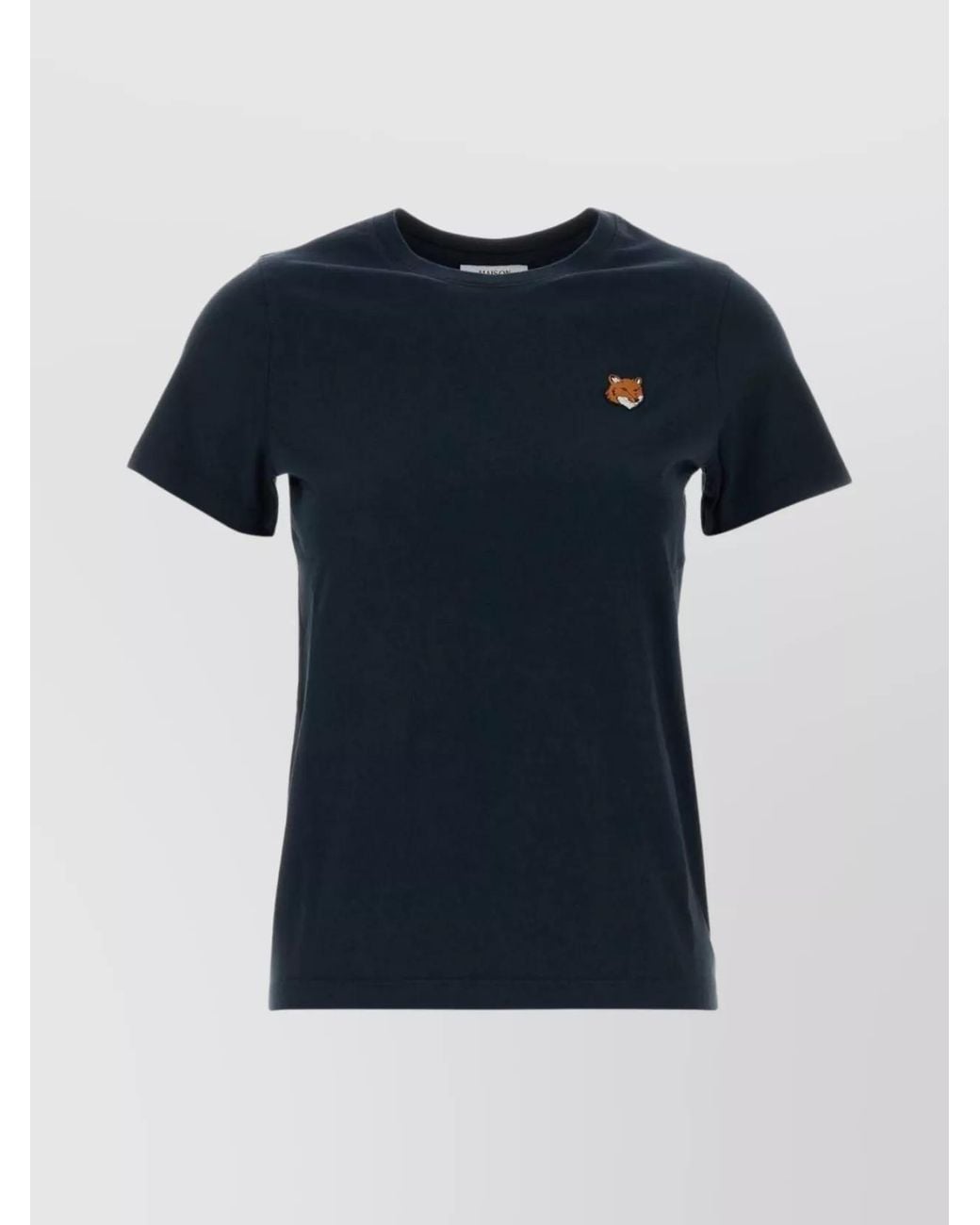 Maison Kitsuné Blue Cotton Logo-Embroidered Short-Sleeve T-Shirt
