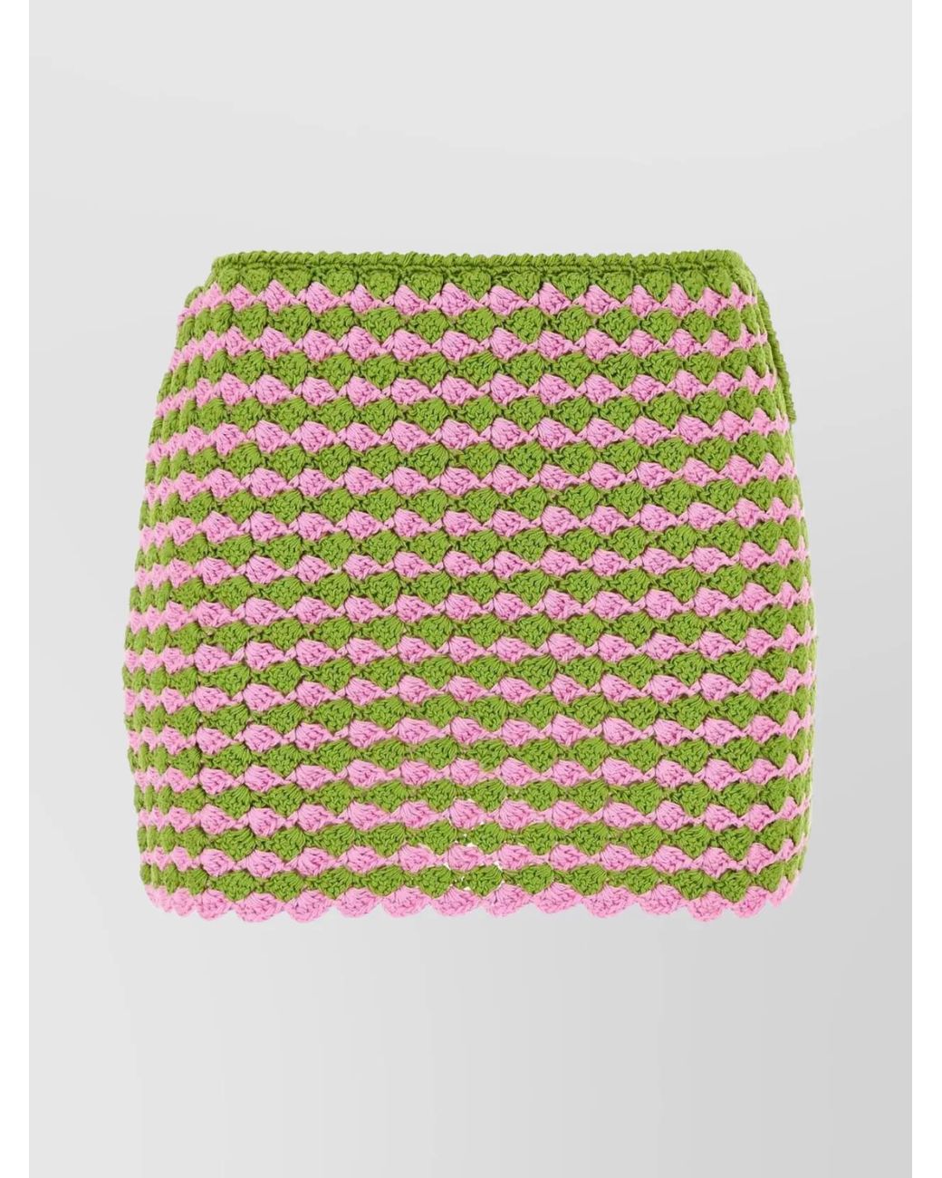 Prada Green Cotton Two-Tone Crochet Mini Skirt