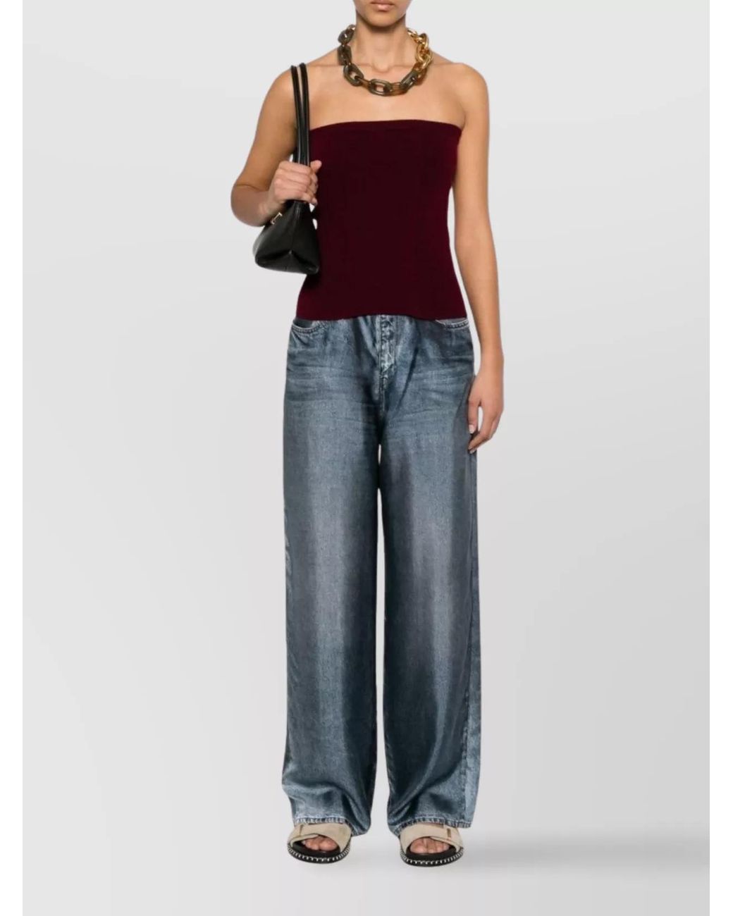 Pierre Louis Mascia Blue Silk High-Rise Wide-Leg Trousers