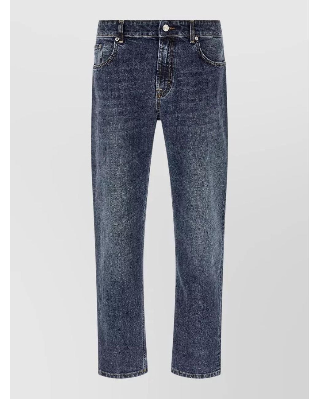 Department 5 Blue Cropped Straight-Leg Regular-Waist Denim Jeans for men