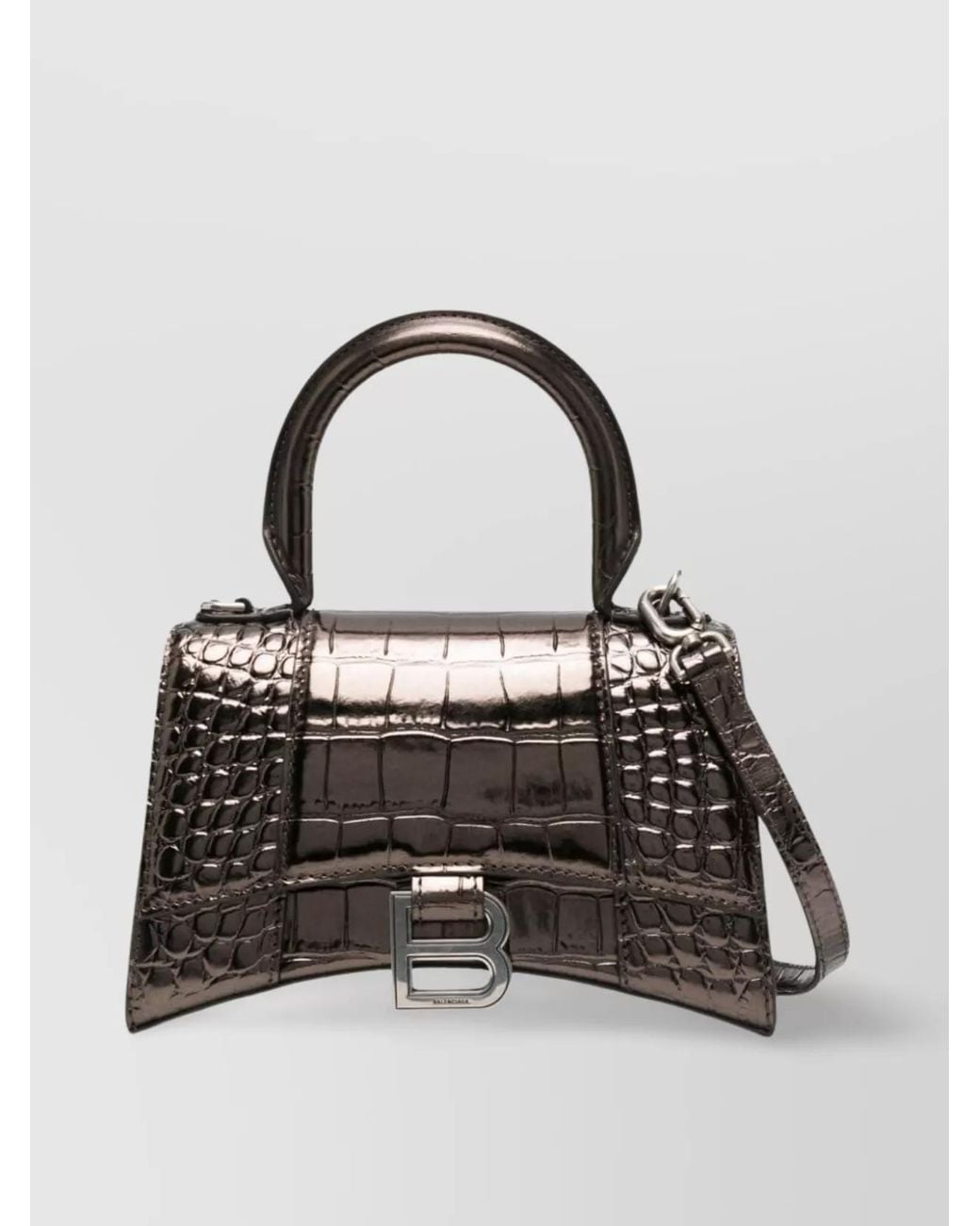 Balenciaga Black Hourglass Xs Leather Top Handle Bag