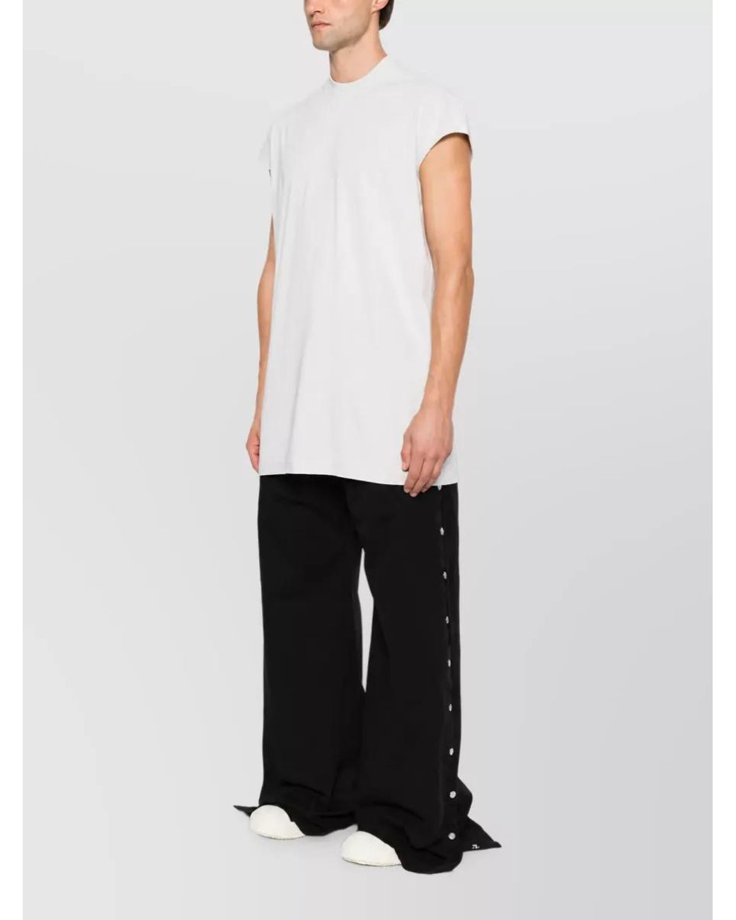 Rick Owens White Ribbed Sleeveless T-Shirt for men