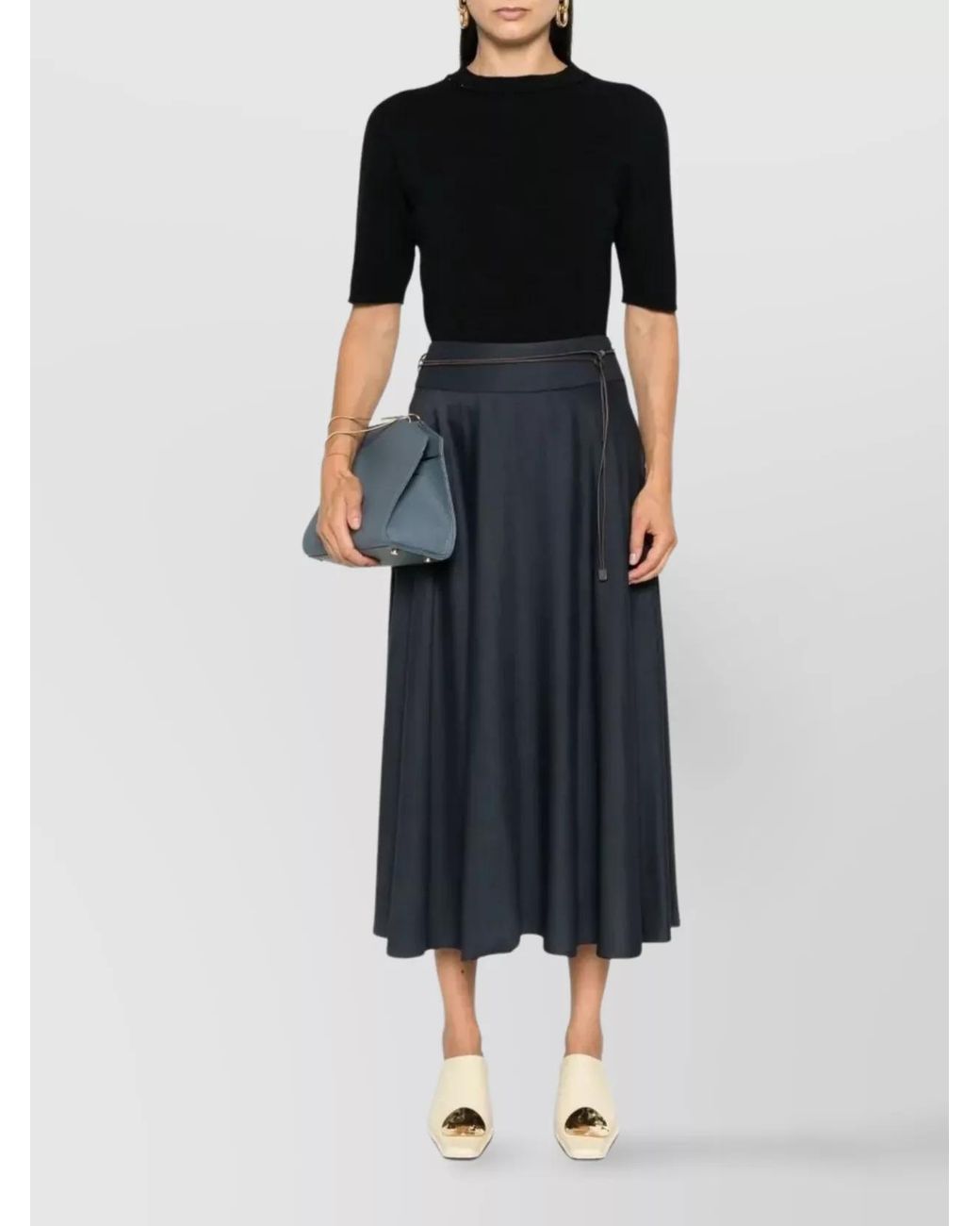 Fabiana Filippi Black Silk Cashmere Short-Sleeve Knitted Top