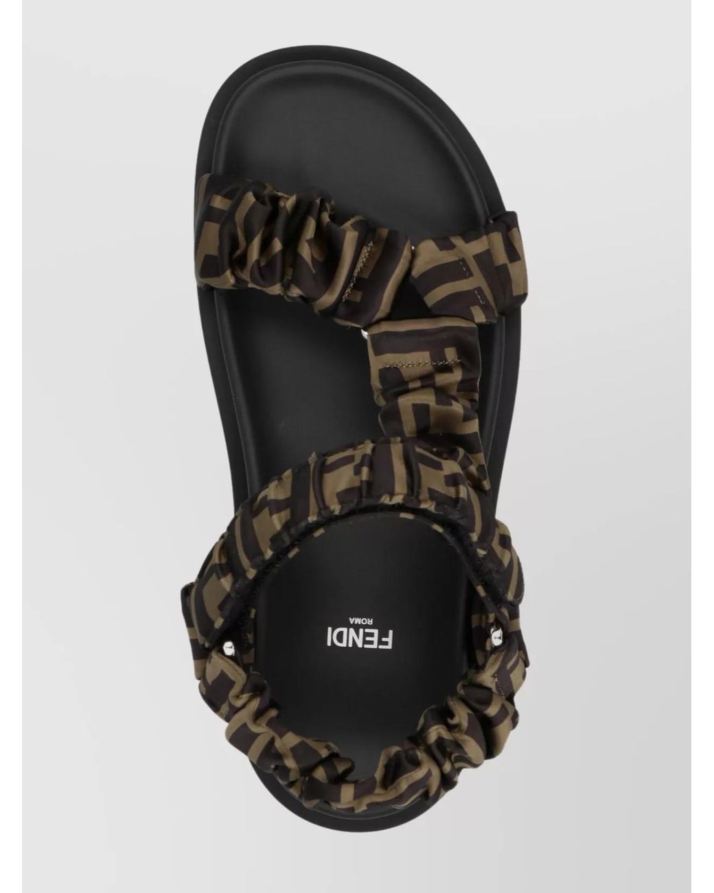 Fendi Black Logo Satin Ruched Sandals